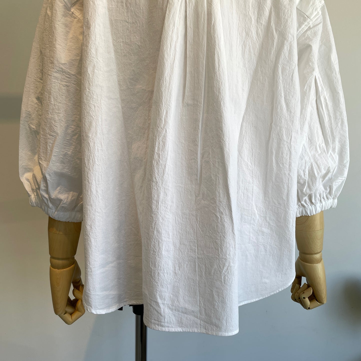handsofcreation//強撚cotton桐七炊き変形フリル7分袖BL 01630642