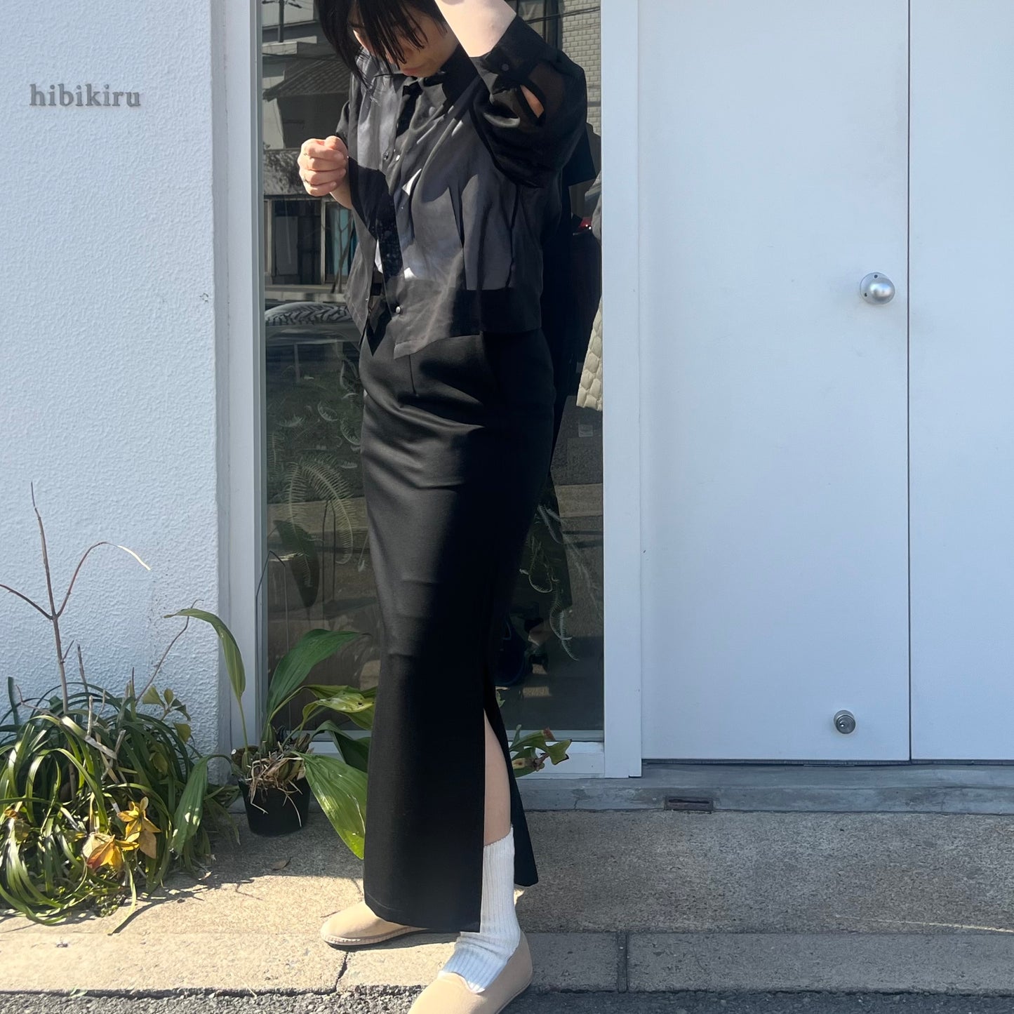 itochi //Super 140's Wool Doeskin Tight Salt Skirt