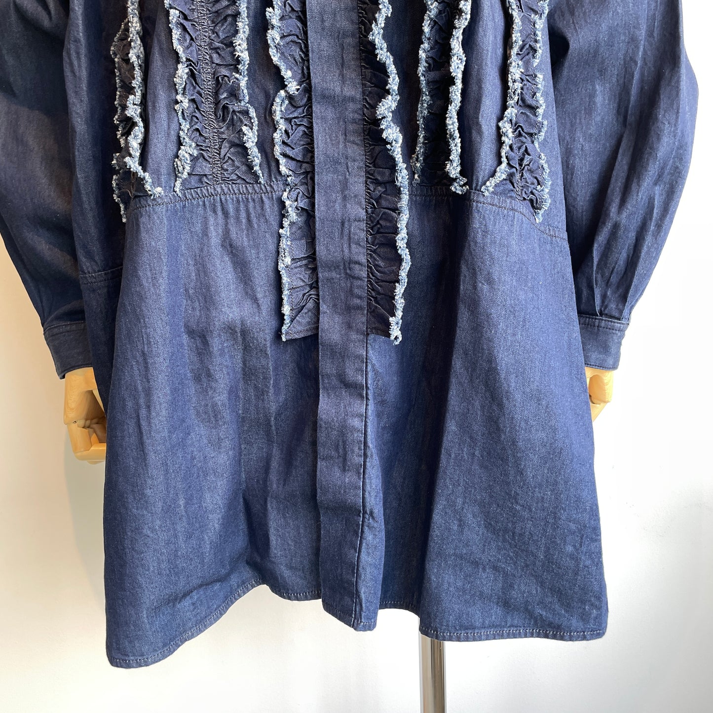 buoy//5.5OZLIGHT DENIM FRILL SHIRT 2701BL003252