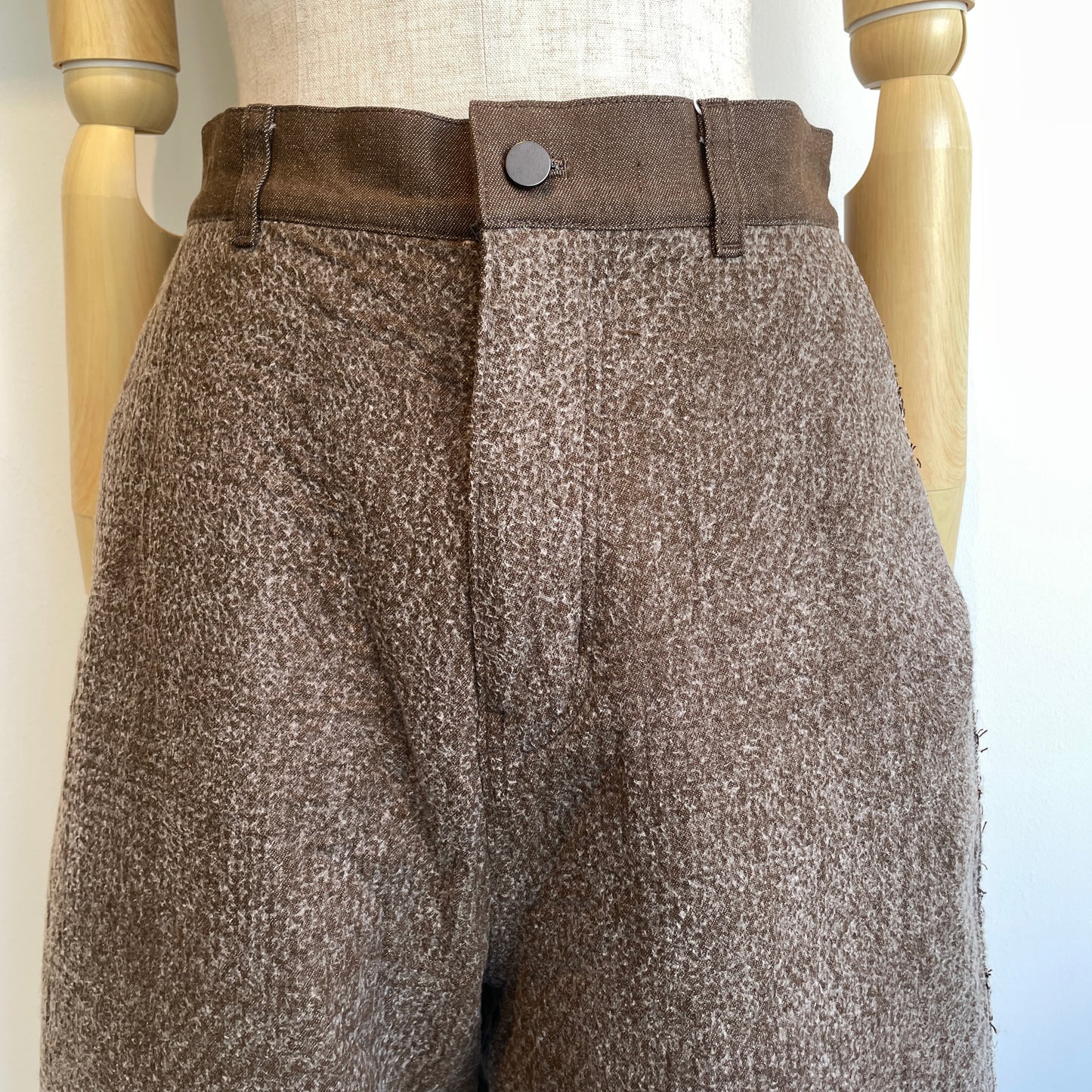 qiri //Denim/ fleece needle punch カーブパンツ 6301PT007252