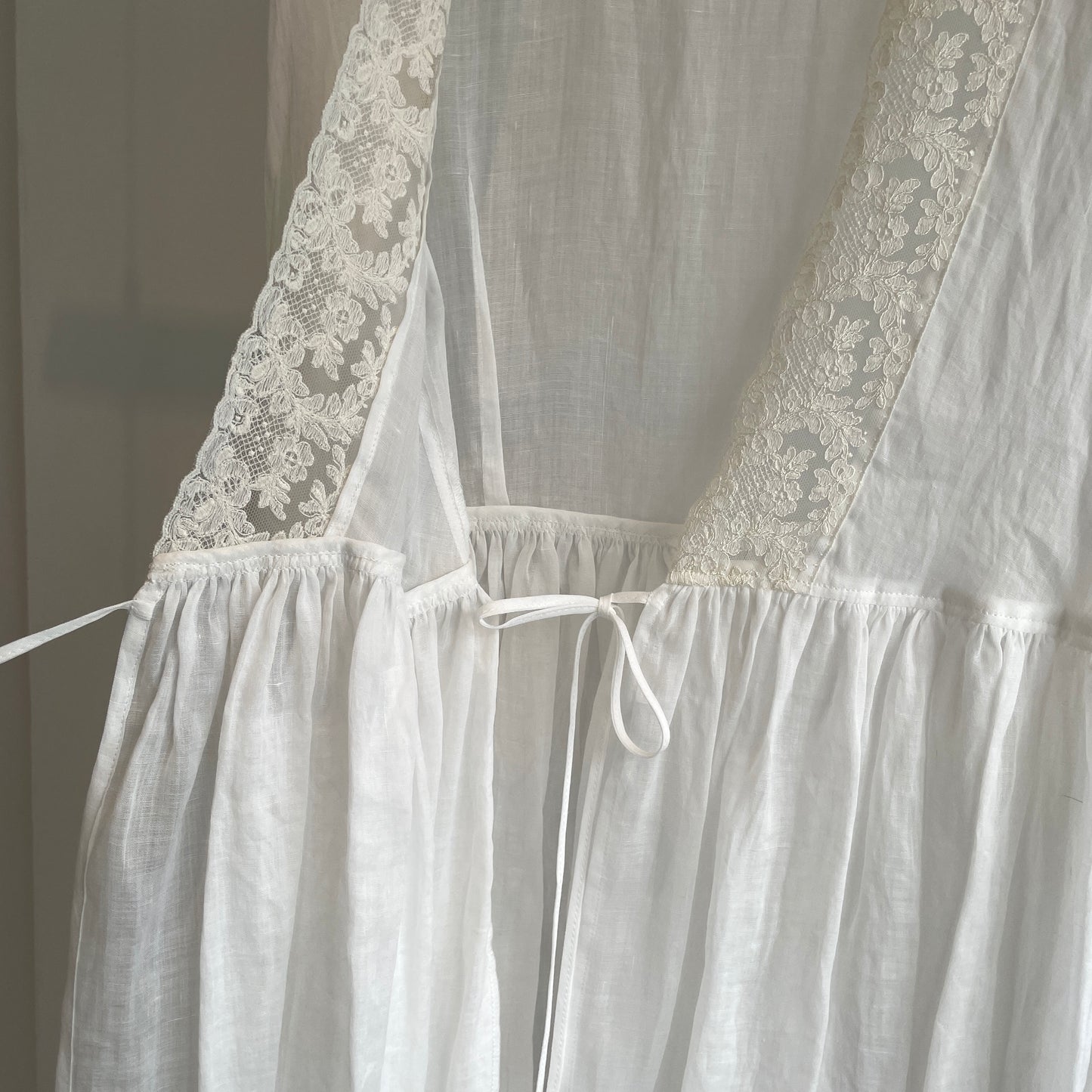 heriter//tulle lace ramie dress H1-25-7009