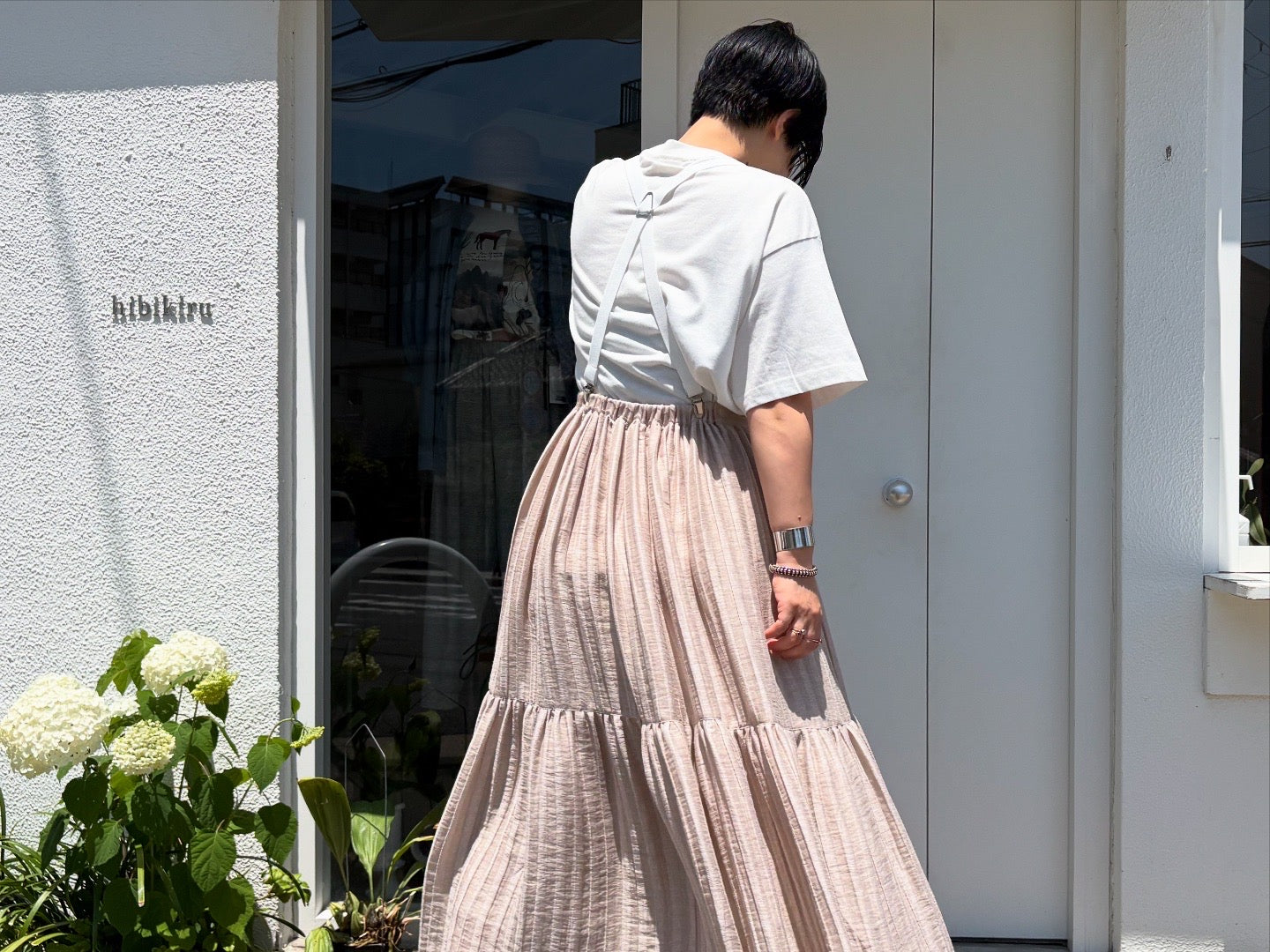 SIHIRAI//ACAR LINEN NYLON JAQUARD GATHER SK CHSS25-5113