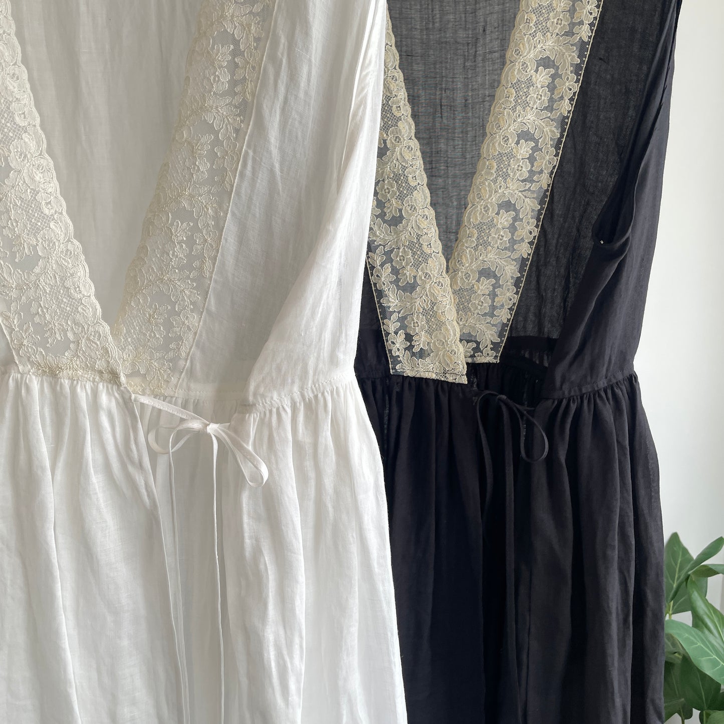 heriter//tulle lace ramie dress H1-25-7009