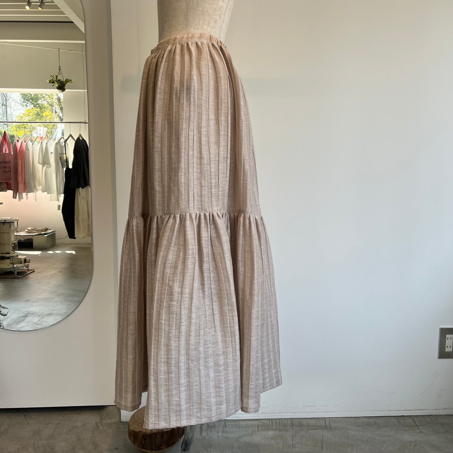 SIHIRAI//ACAR LINEN NYLON JAQUARD GATHER SK CHSS25-5113
