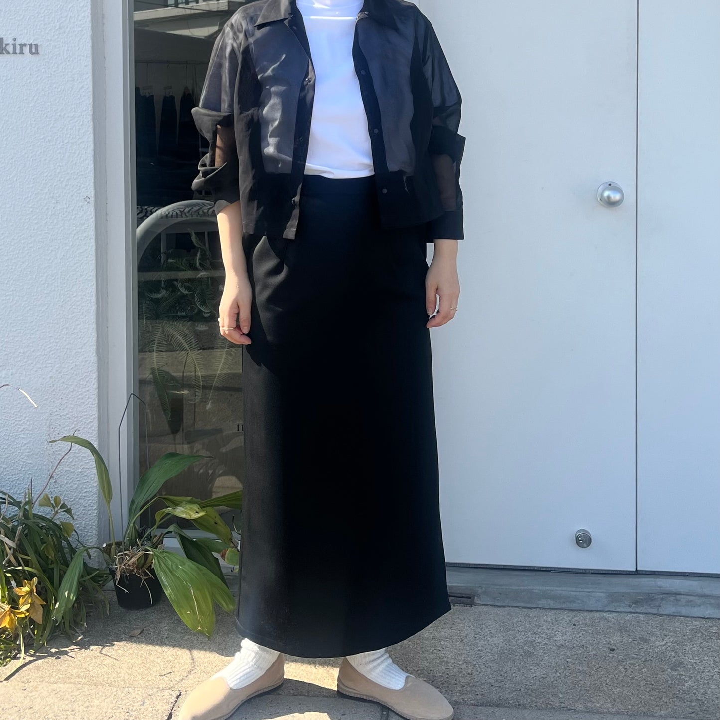 itochi //Super 140's Wool Doeskin Tight Salt Skirt