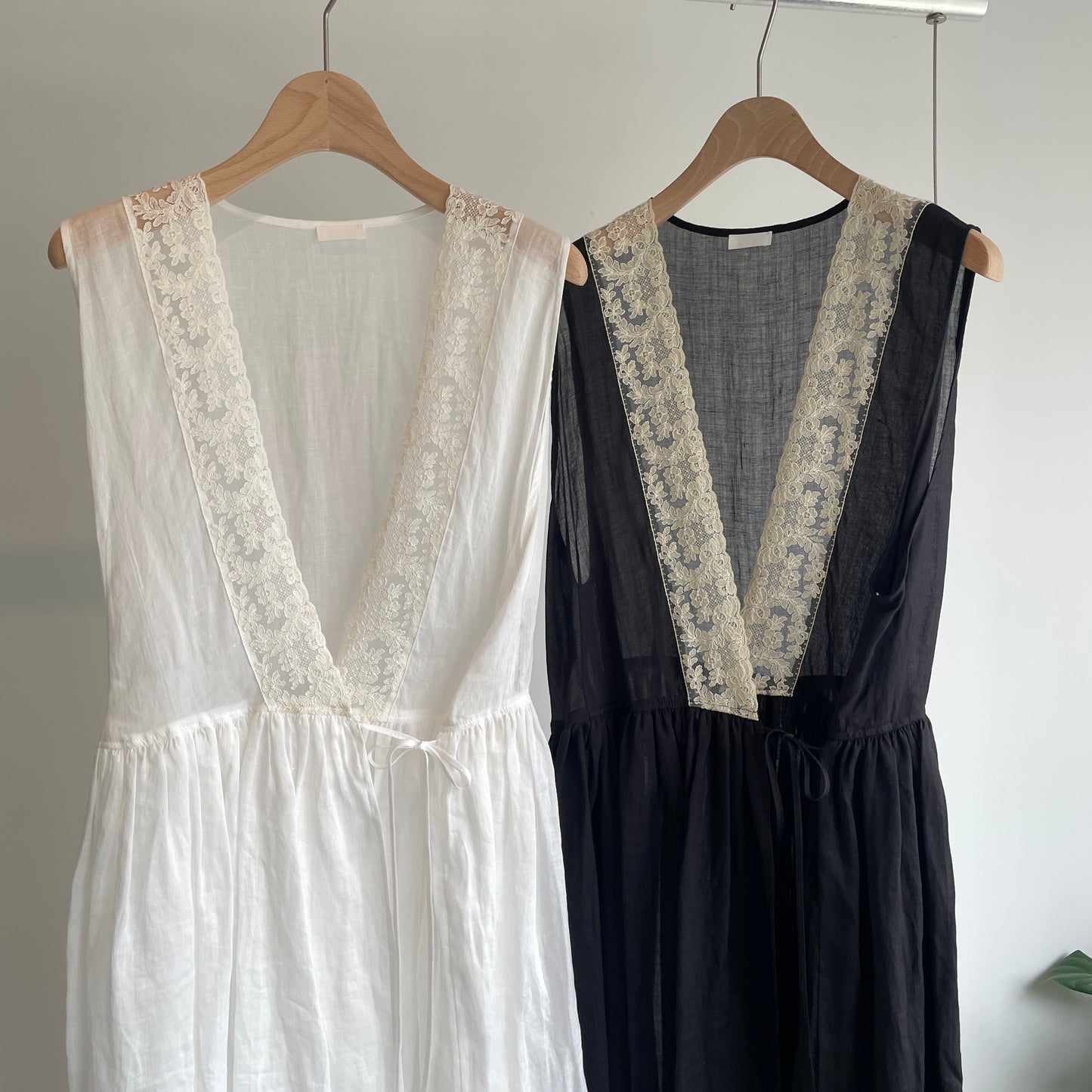heriter//tulle lace ramie dress H1-25-7009