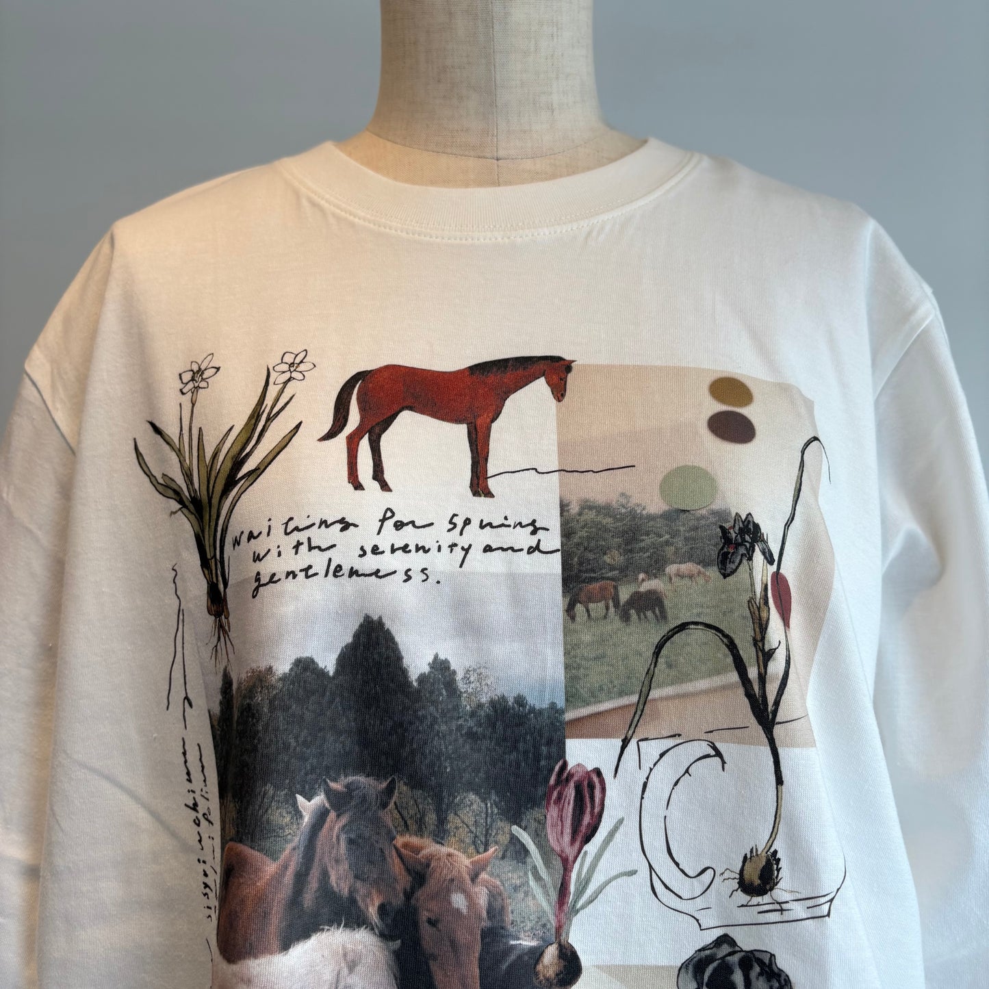 Sweet Little Nothing//馬と球根花 ロングスリーブTシャツ(Mサイズ)