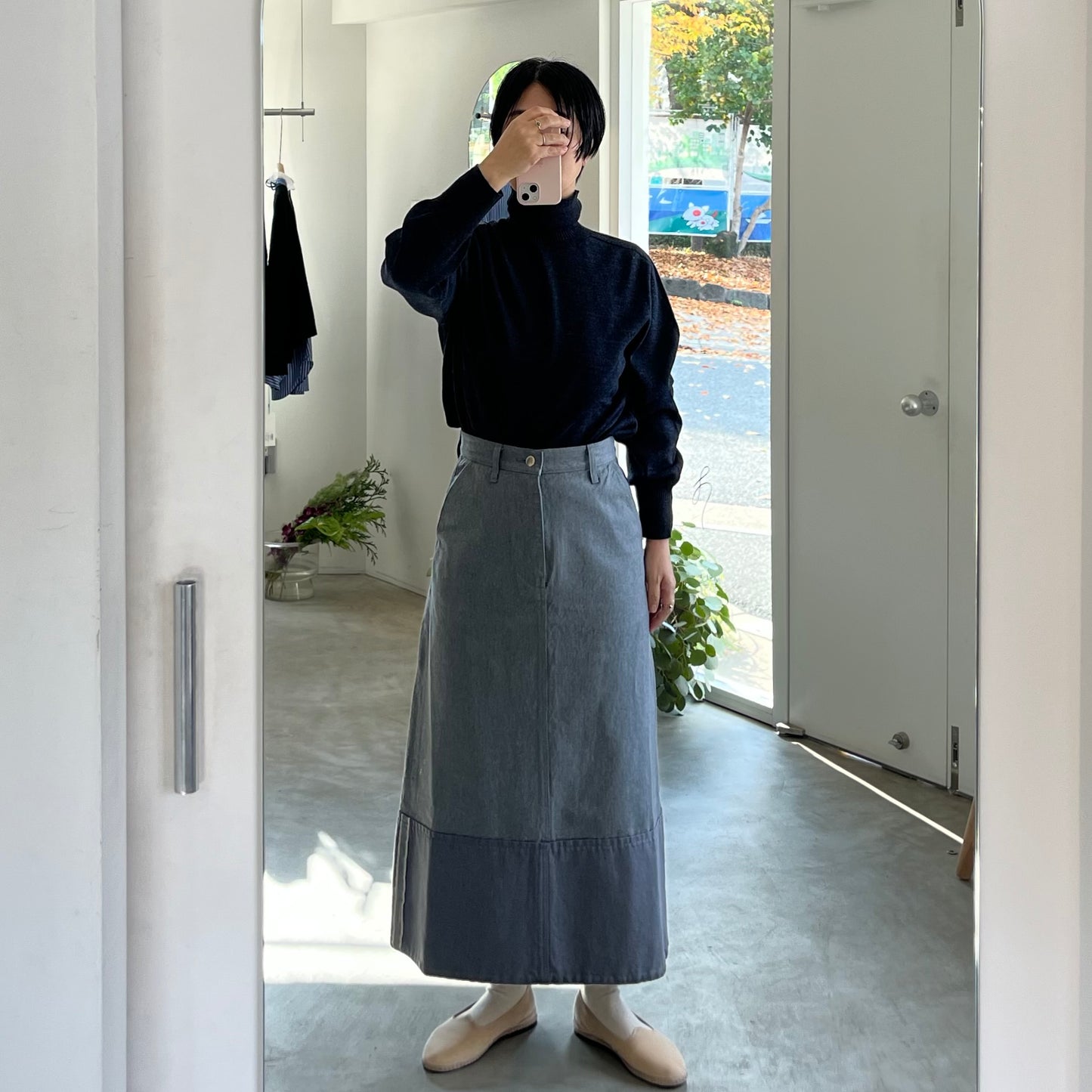 Heriter //rollup denim skirt H2-24-4002