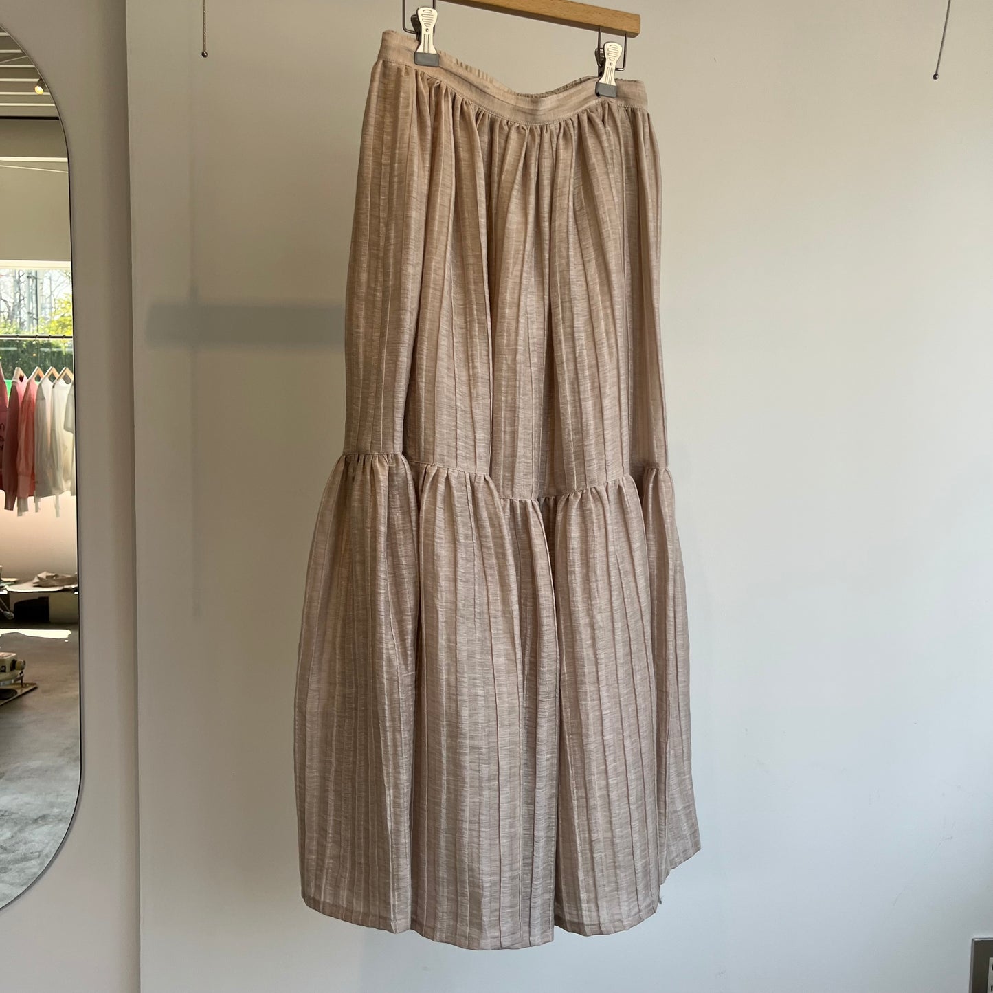 SIHIRAI//ACAR LINEN NYLON JAQUARD GATHER SK CHSS25-5113