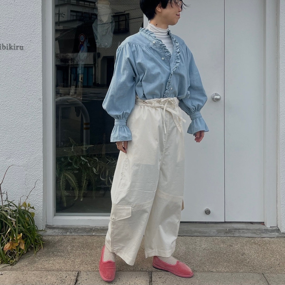HAVERSACK//5ozシャンブレーフリルブラウス 622521