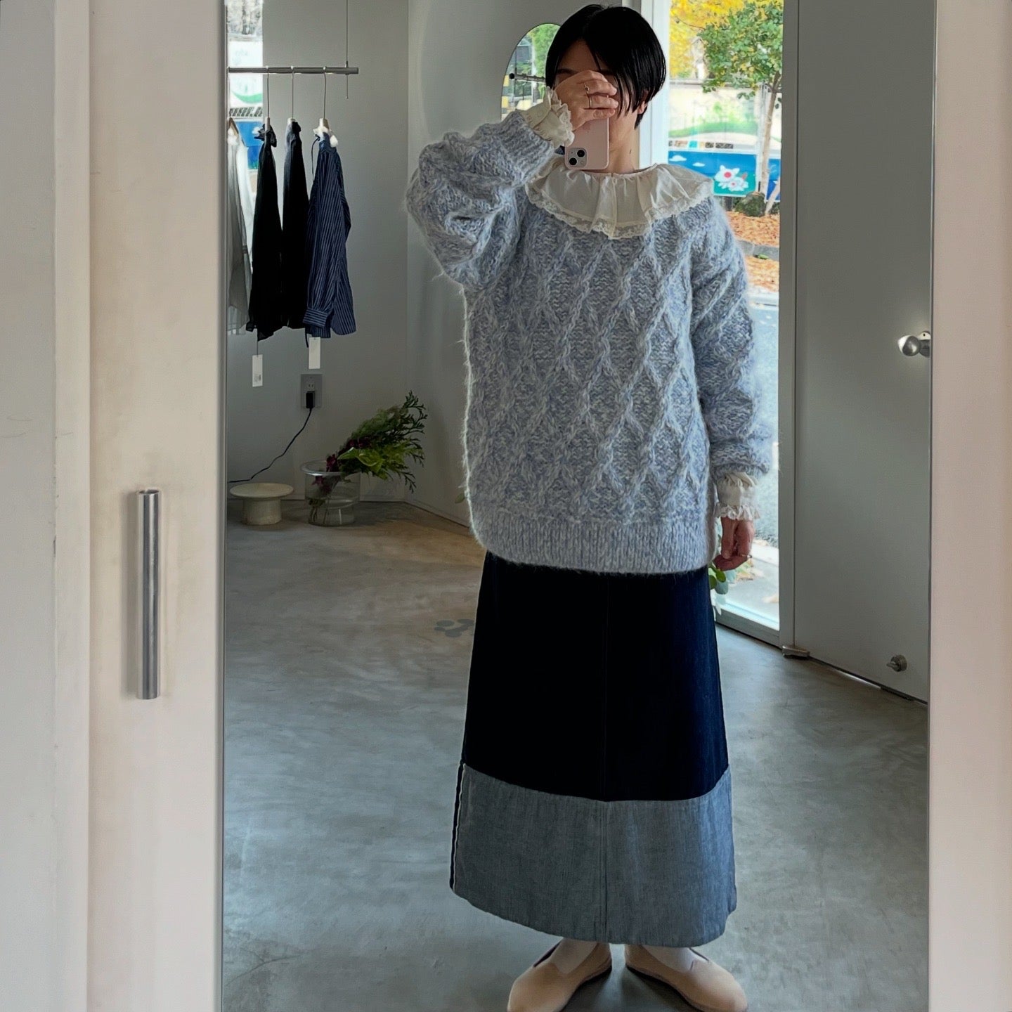 Heriter //rollup denim skirt H2-24-4002