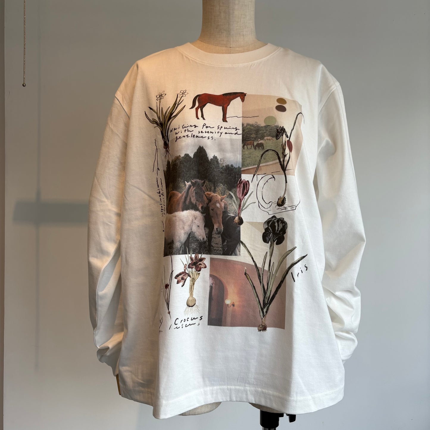 Sweet Little Nothing//馬と球根花 ロングスリーブTシャツ(Mサイズ)