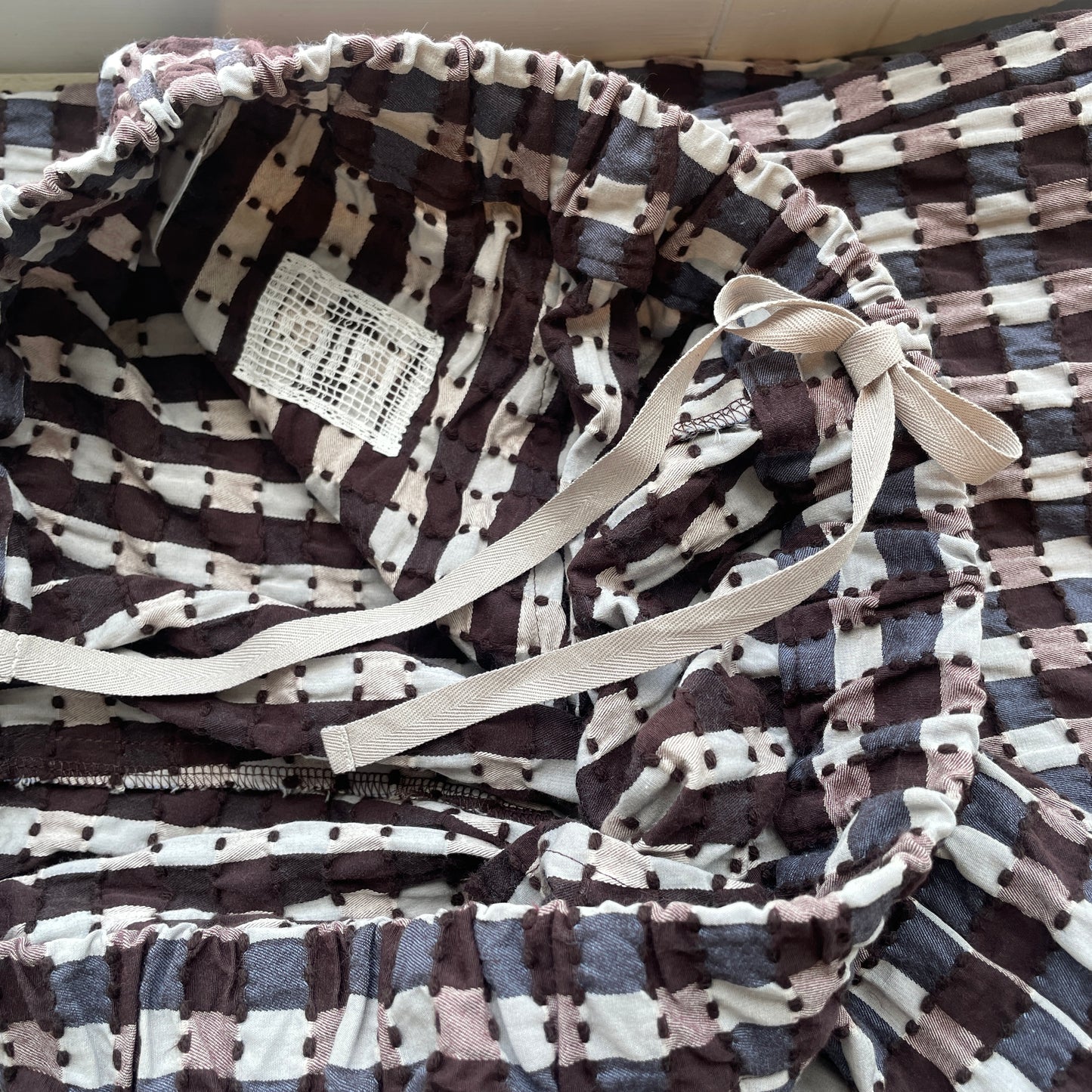 qiri //sashiko check wide pants 6301PT005252