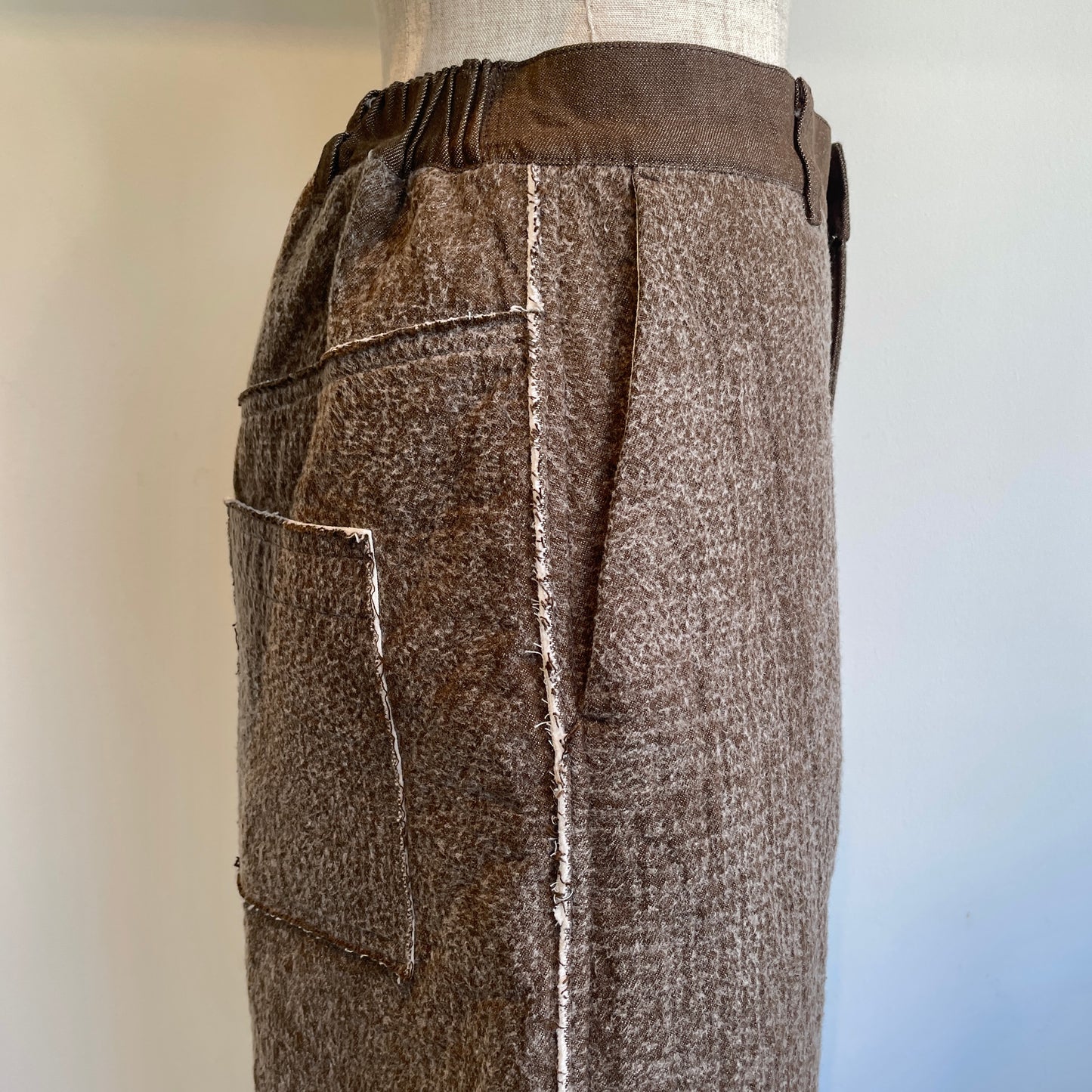 qiri //Denim/ fleece needle punch カーブパンツ 6301PT007252