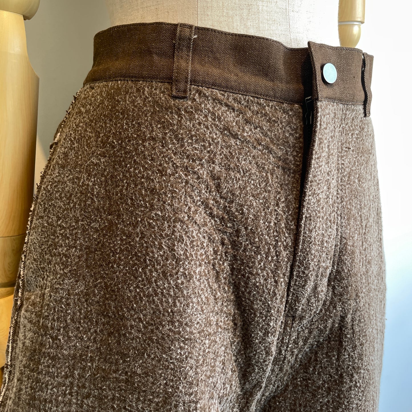 qiri //Denim/ fleece needle punch カーブパンツ 6301PT007252