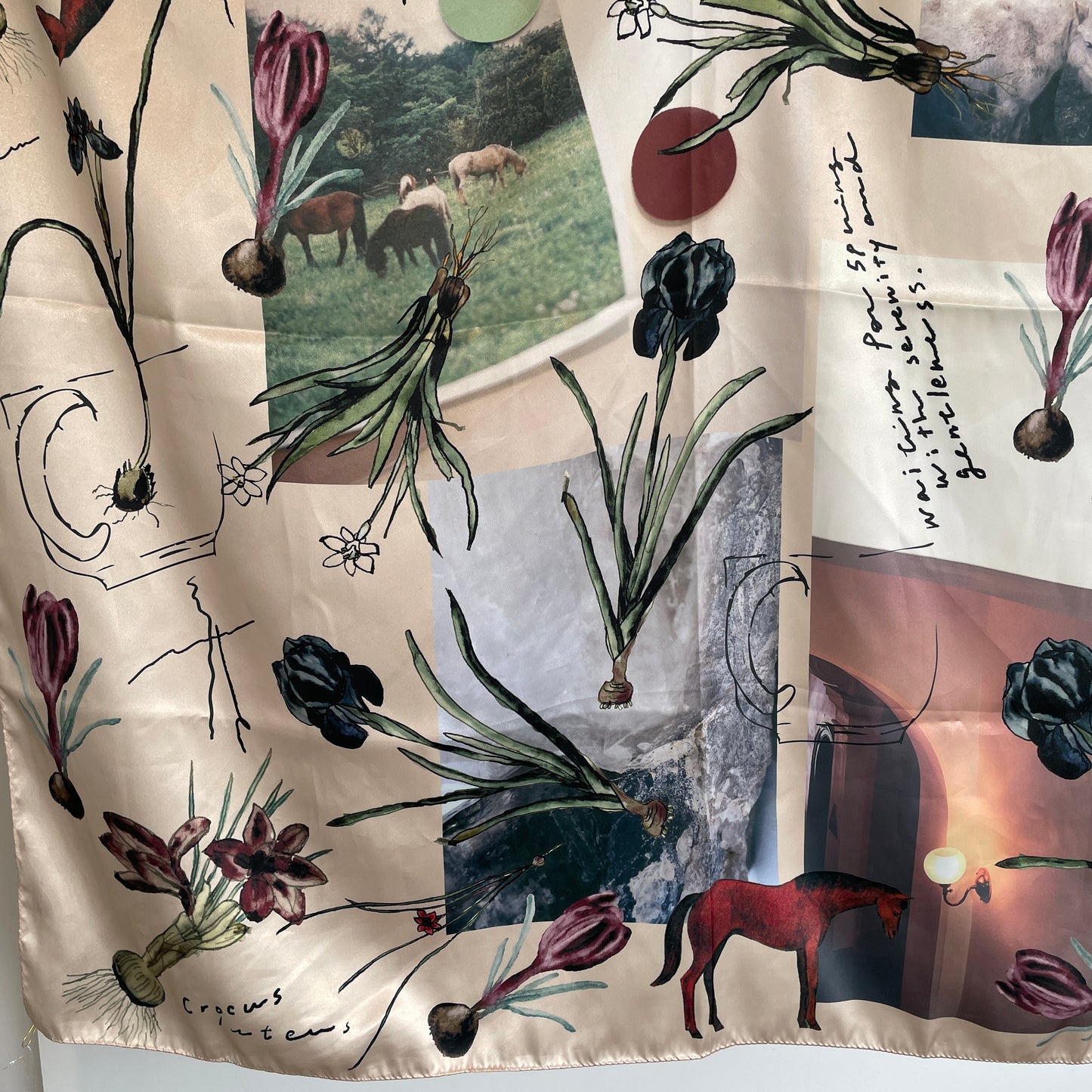 Sweet Little Nothing//vent de moe printed scarf〈馬と球根花〉