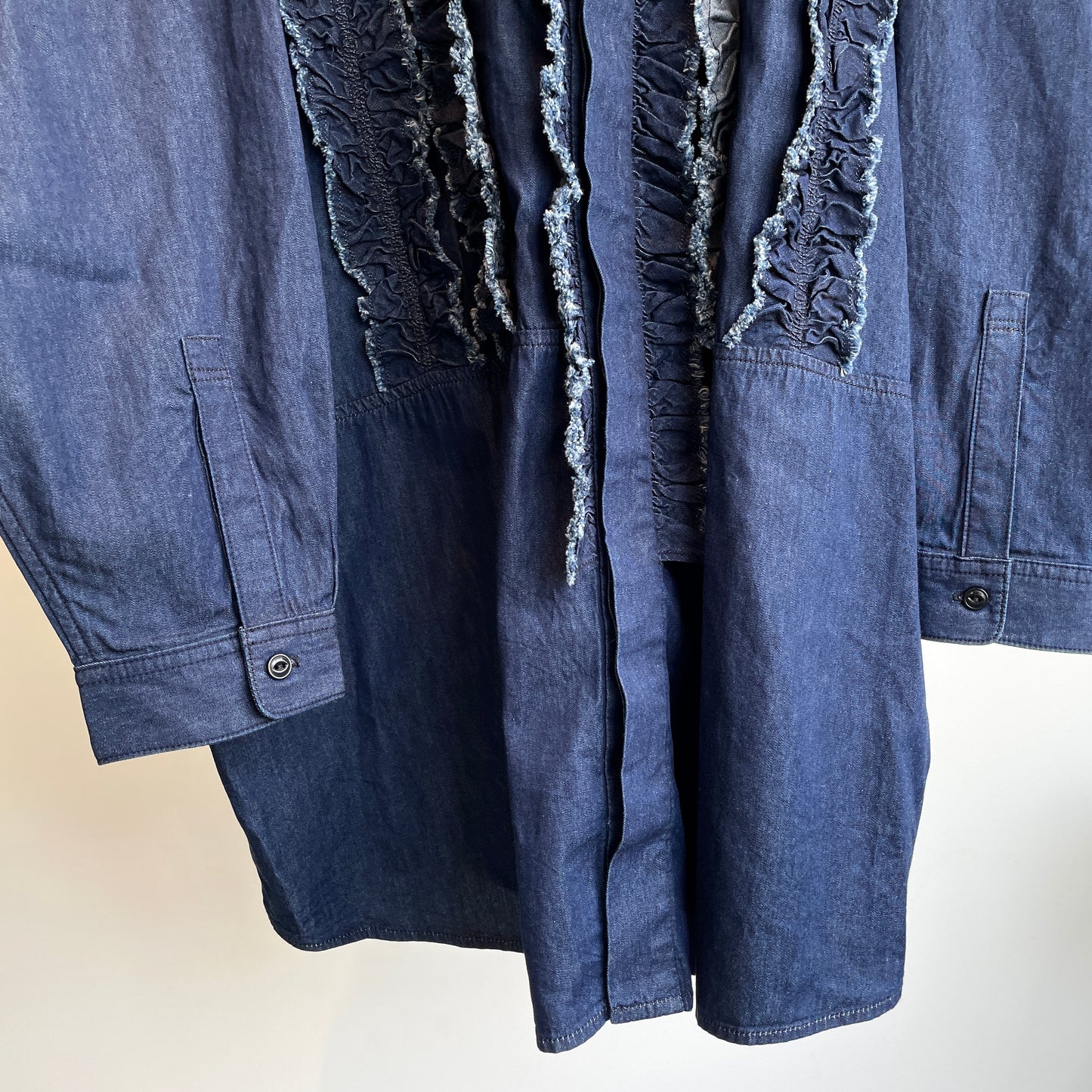 buoy//5.5OZLIGHT DENIM FRILL SHIRT 2701BL003252