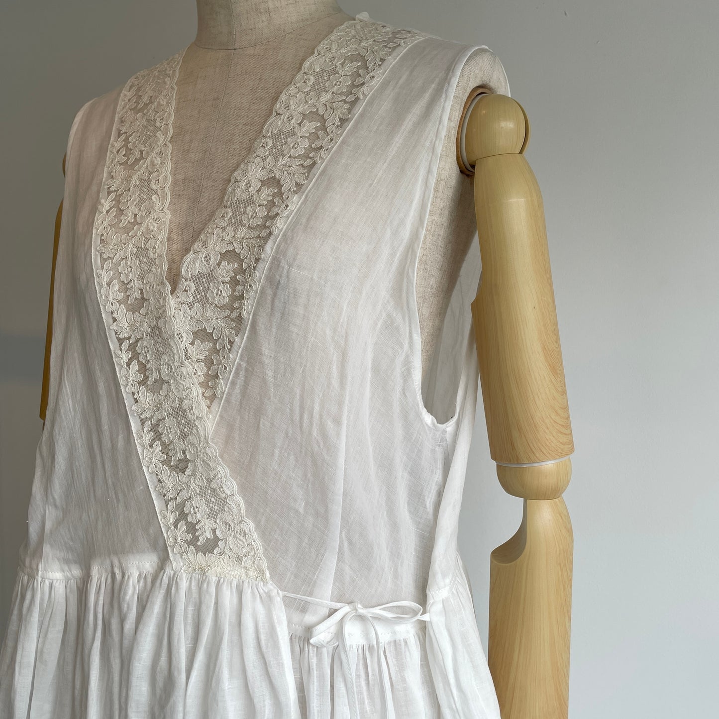 heriter//tulle lace ramie dress H1-25-7009