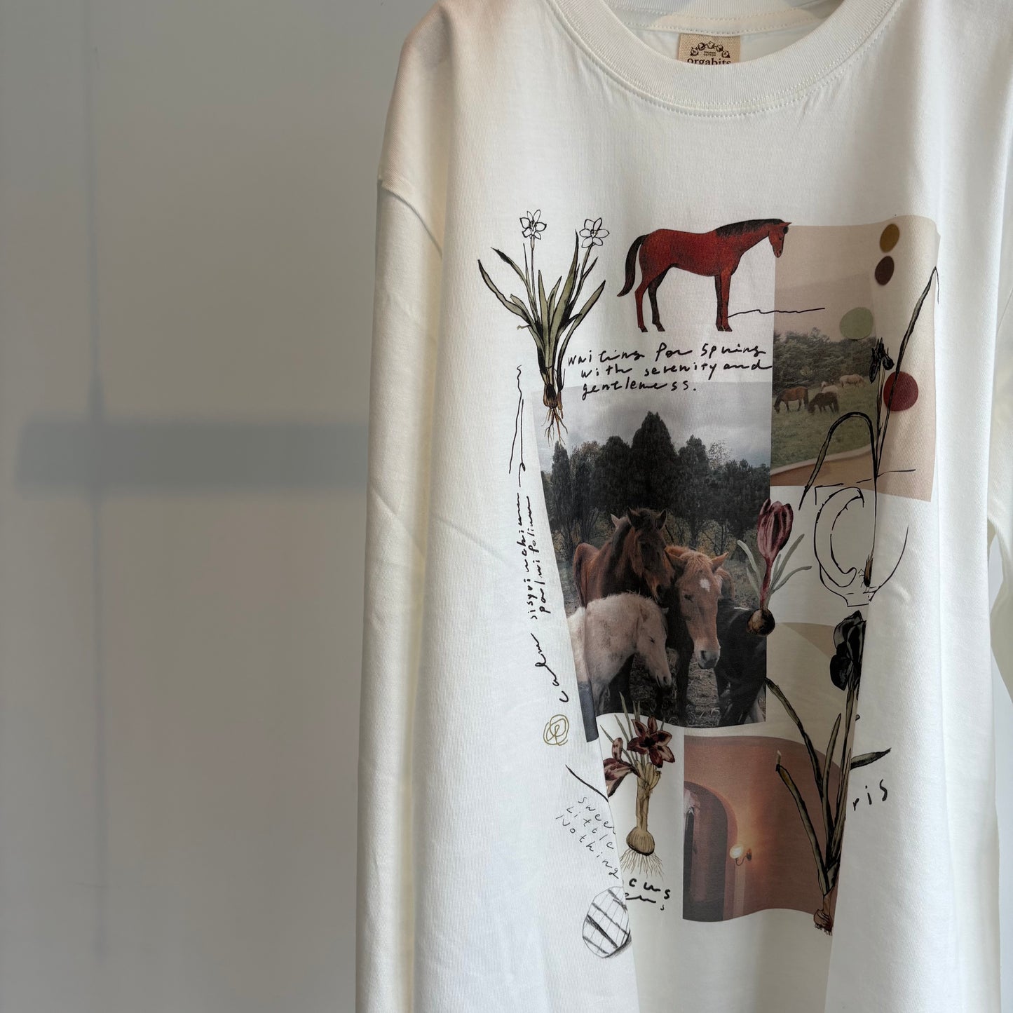 Sweet Little Nothing//馬と球根花 ロングスリーブTシャツ(Mサイズ)