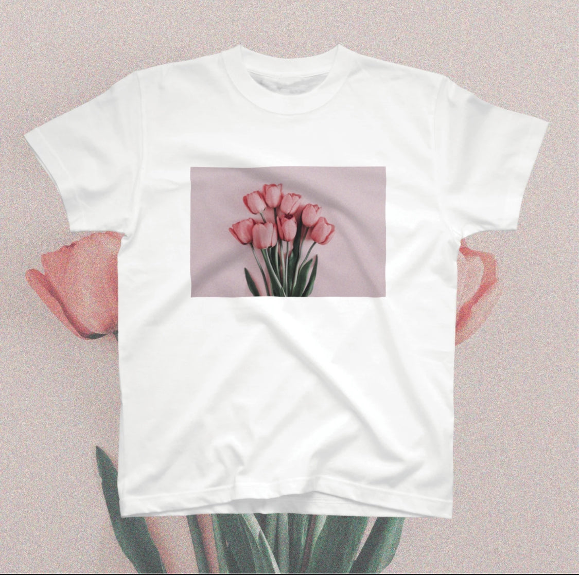 MAYFOOL //pink tulip Tシャツ