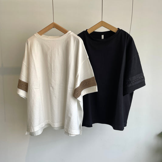 universaltissu//クラシック天竺イタリアンフィレレースボートネックTシャツ PA252CT011