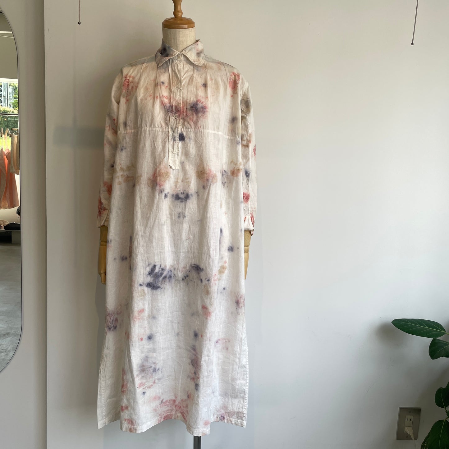 Oo//vintage ロングシャツ OP(ice dye)