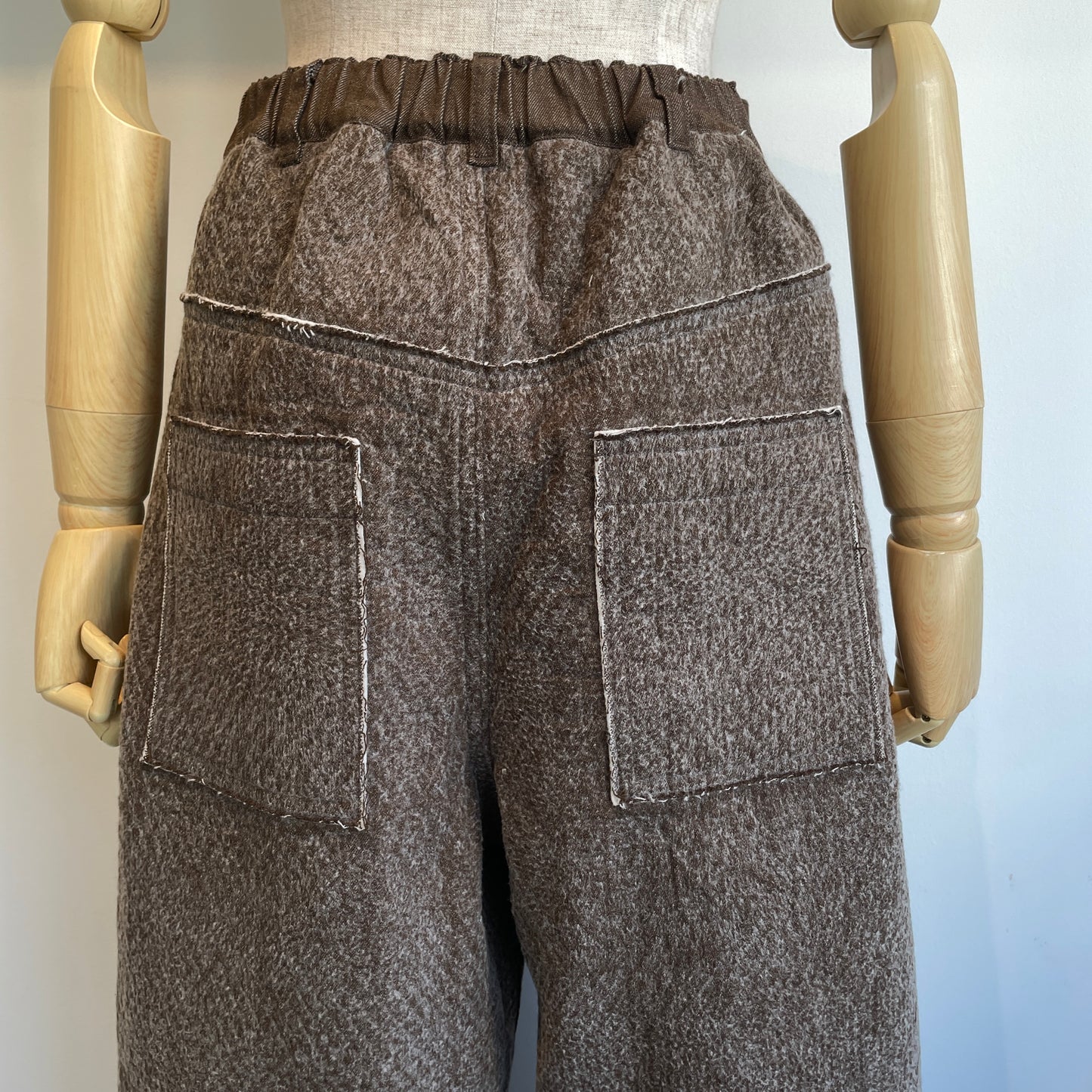 qiri //Denim/ fleece needle punch カーブパンツ 6301PT007252