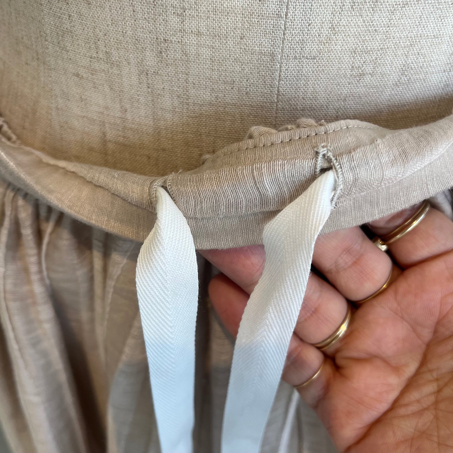 SIHIRAI//ACAR LINEN NYLON JAQUARD GATHER SK CHSS25-5113