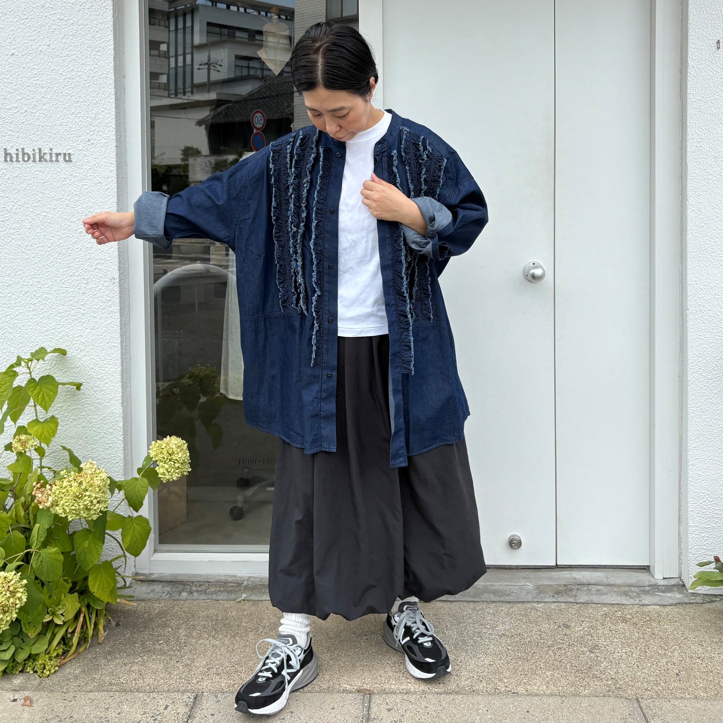 buoy//5.5OZLIGHT DENIM FRILL SHIRT 2701BL003252