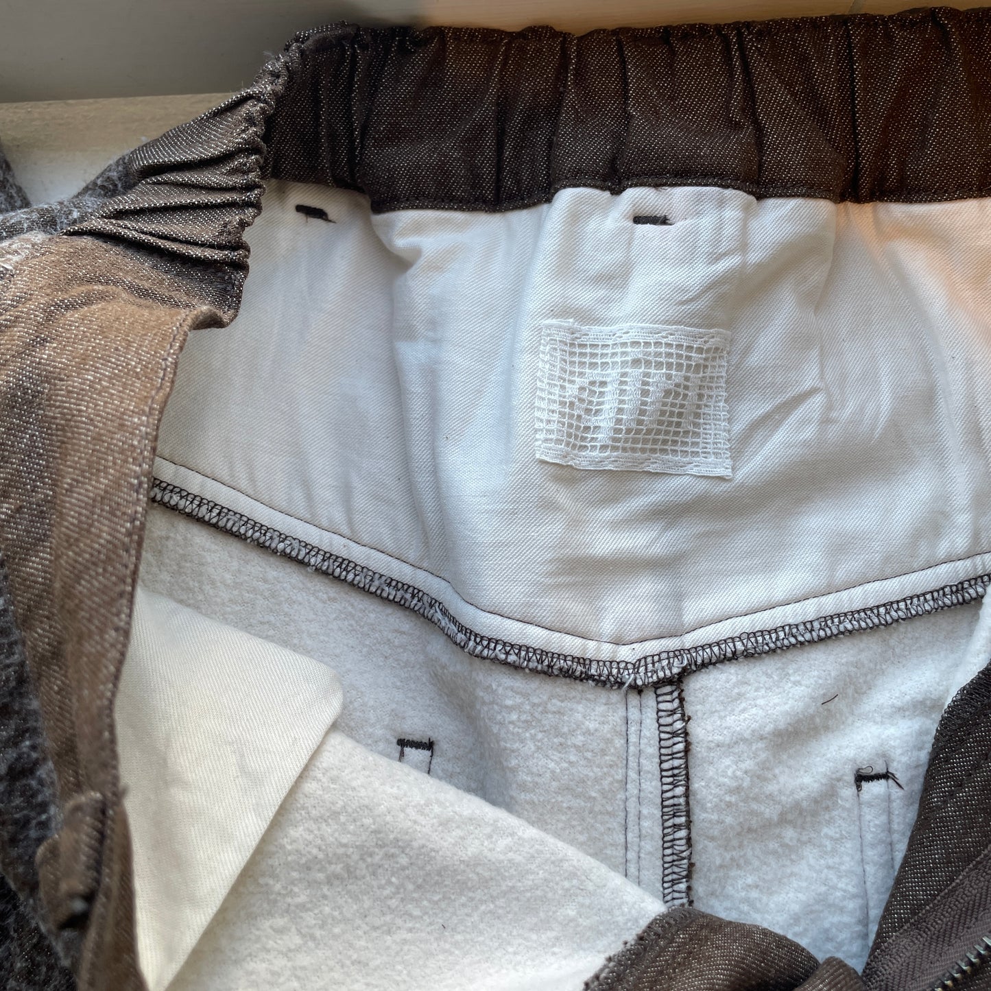 qiri //Denim/ fleece needle punch カーブパンツ 6301PT007252