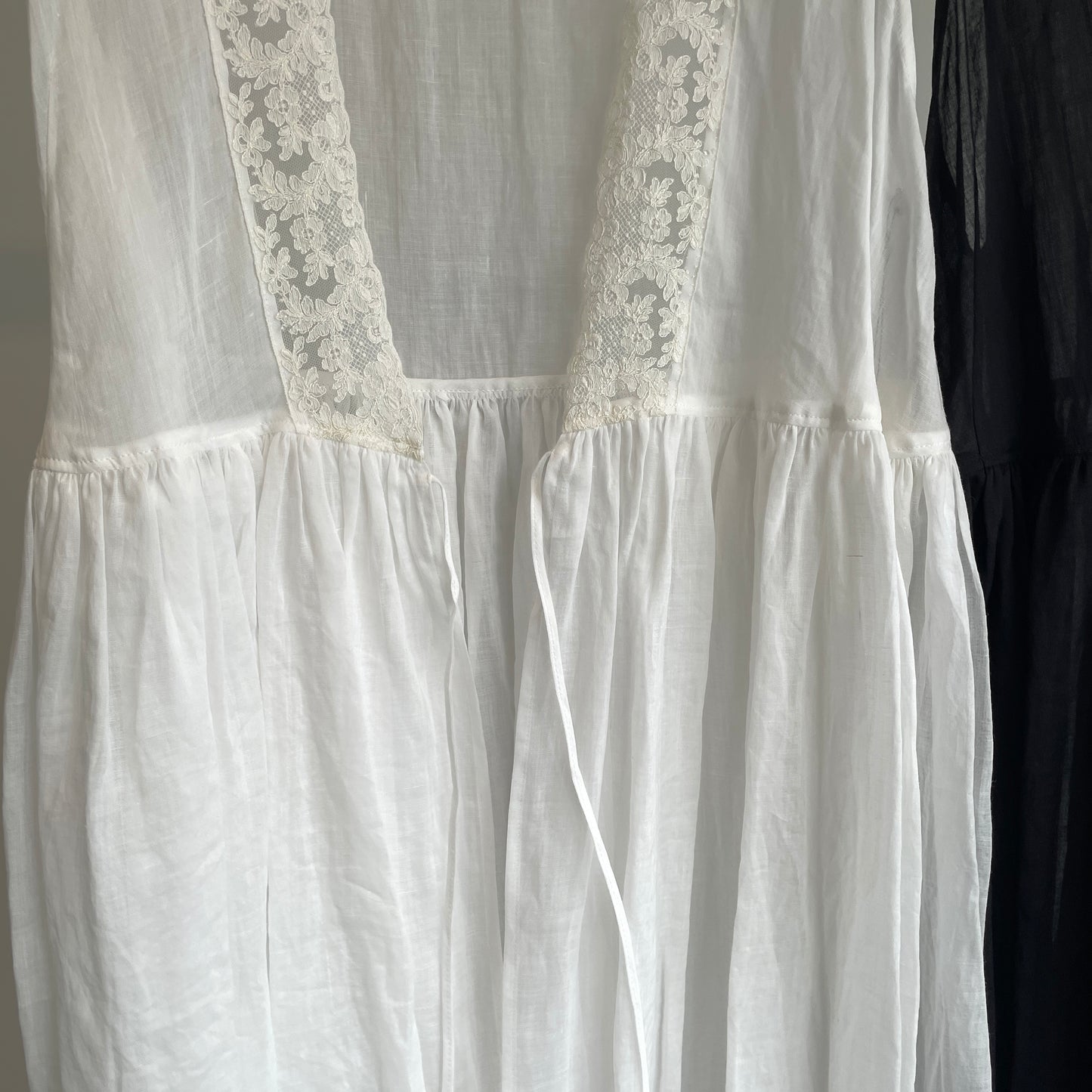 heriter//tulle lace ramie dress H1-25-7009