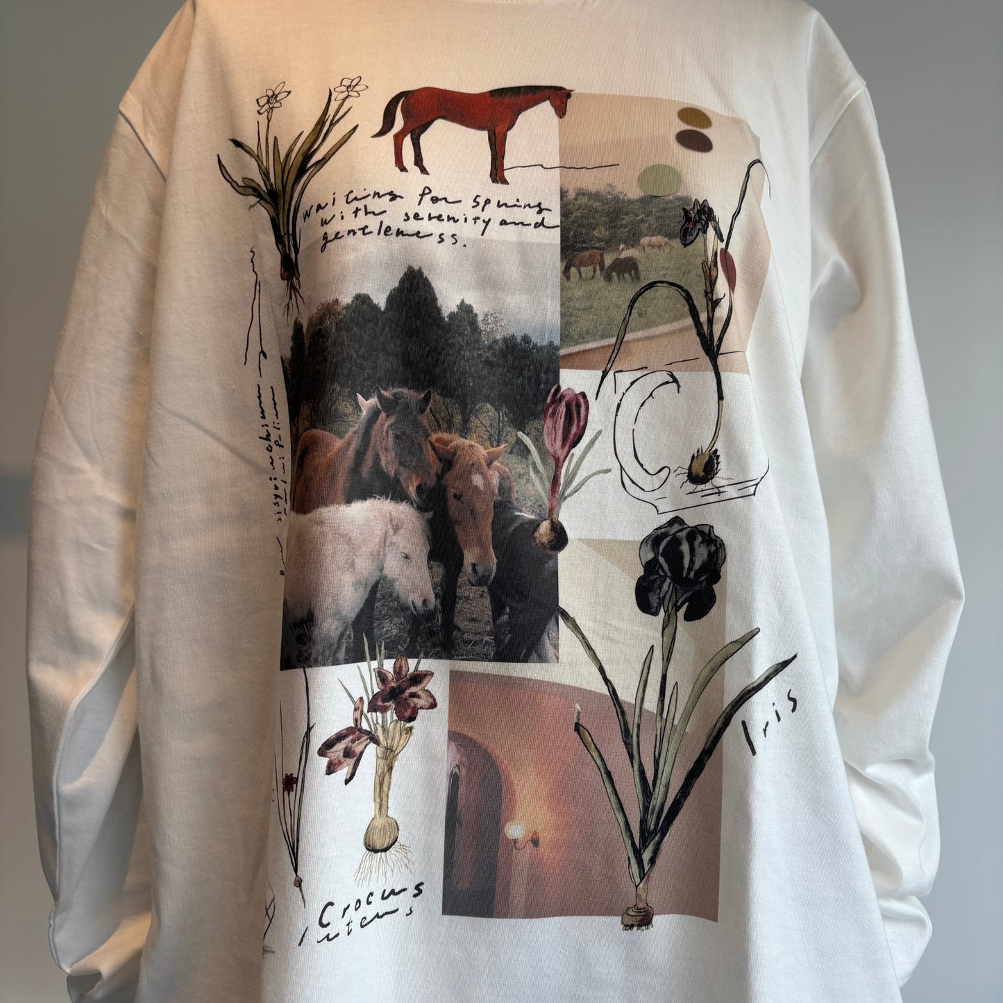 Sweet Little Nothing//馬と球根花 ロングスリーブTシャツ(Mサイズ)