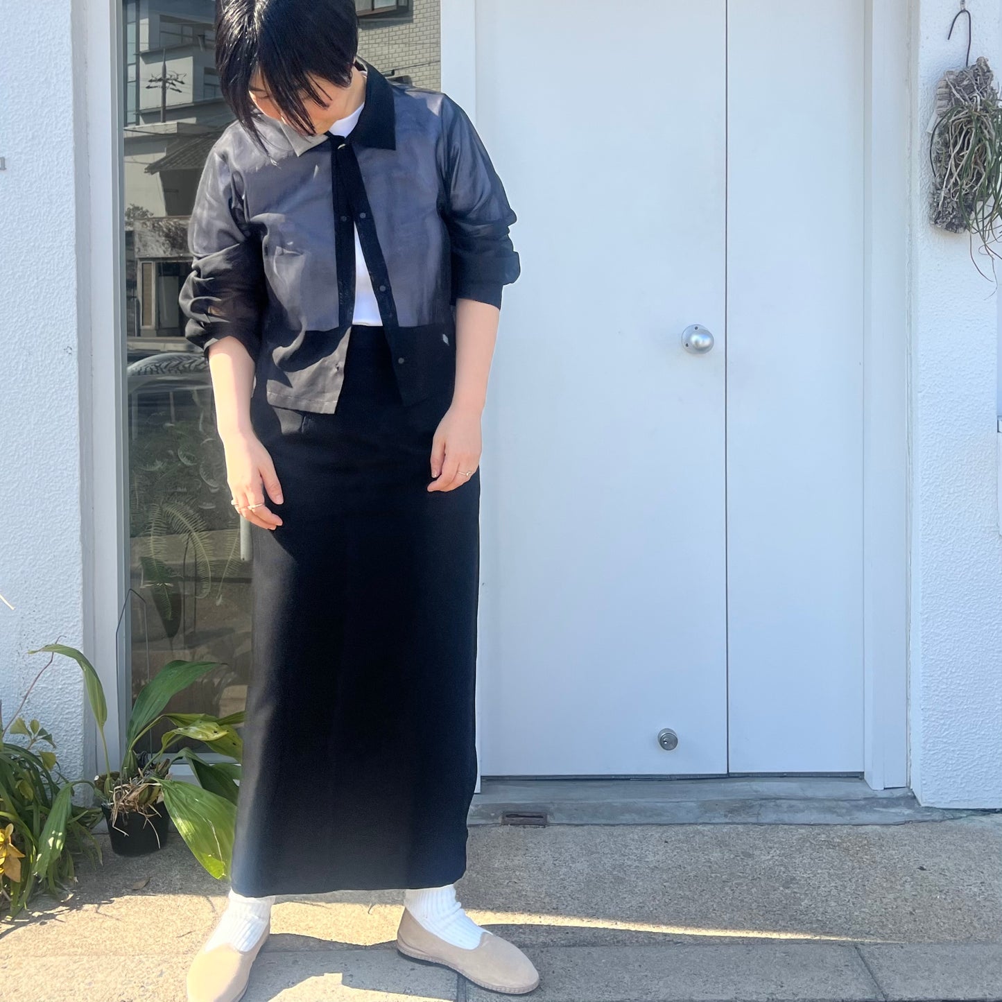 itochi //Super 140's Wool Doeskin Tight Salt Skirt