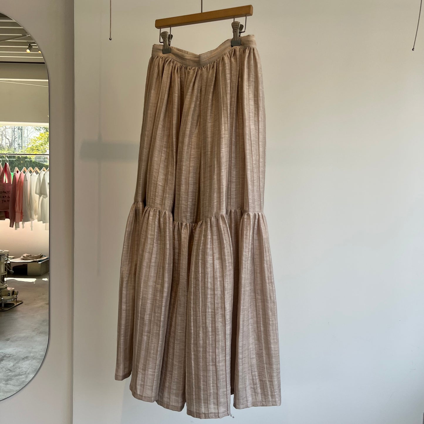 SIHIRAI//ACAR LINEN NYLON JAQUARD GATHER SK CHSS25-5113