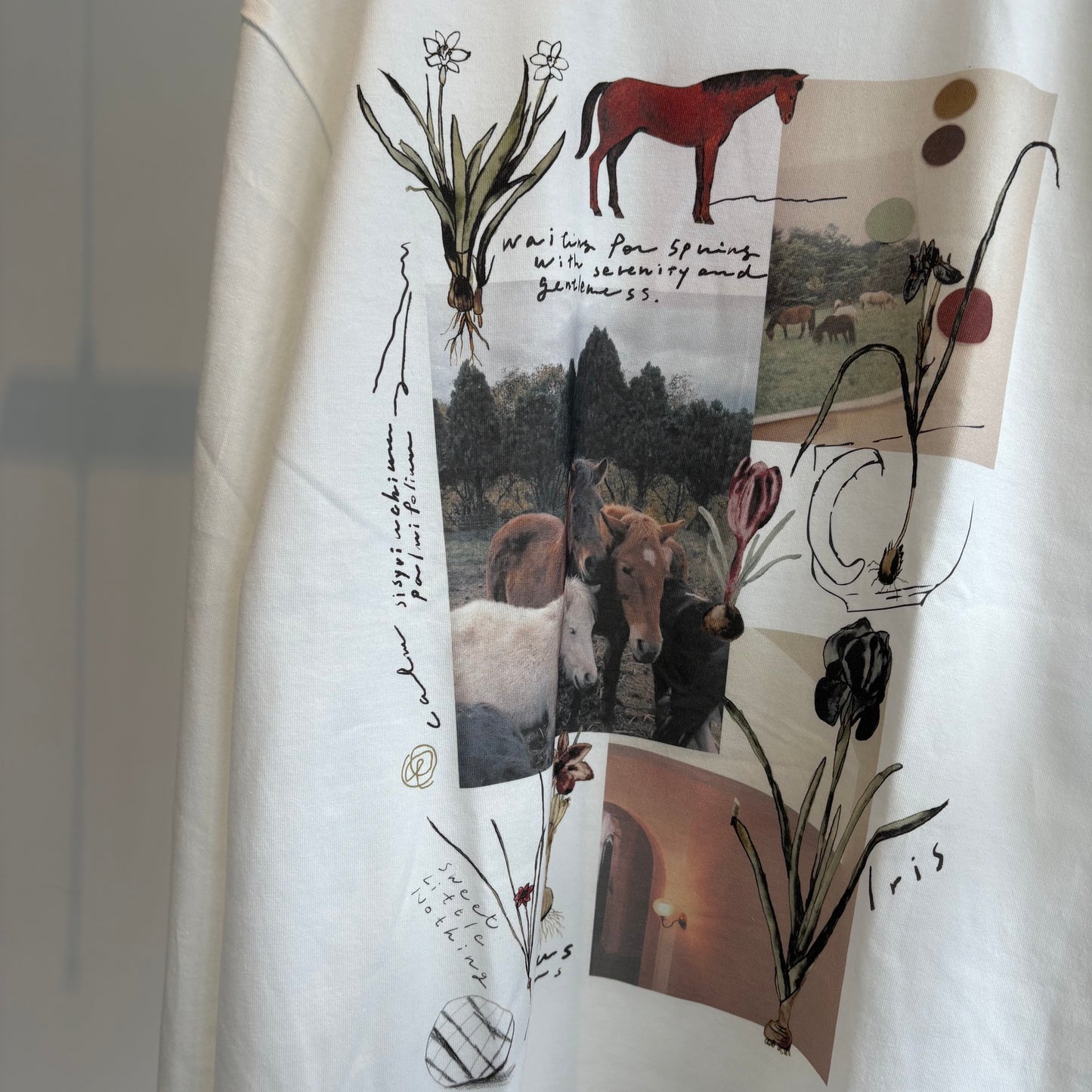 Sweet Little Nothing//馬と球根花 ロングスリーブTシャツ(Mサイズ)