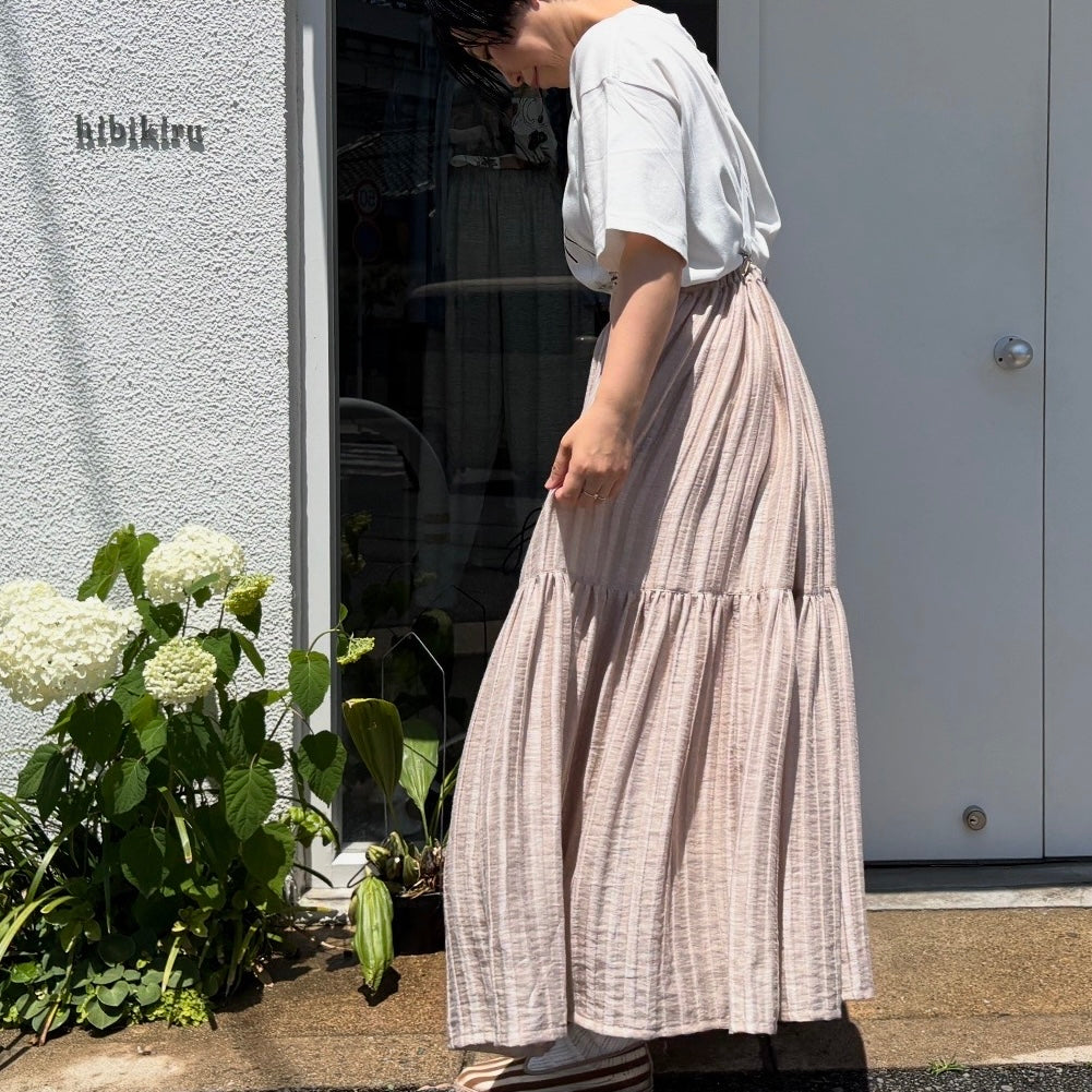SIHIRAI//ACAR LINEN NYLON JAQUARD GATHER SK CHSS25-5113