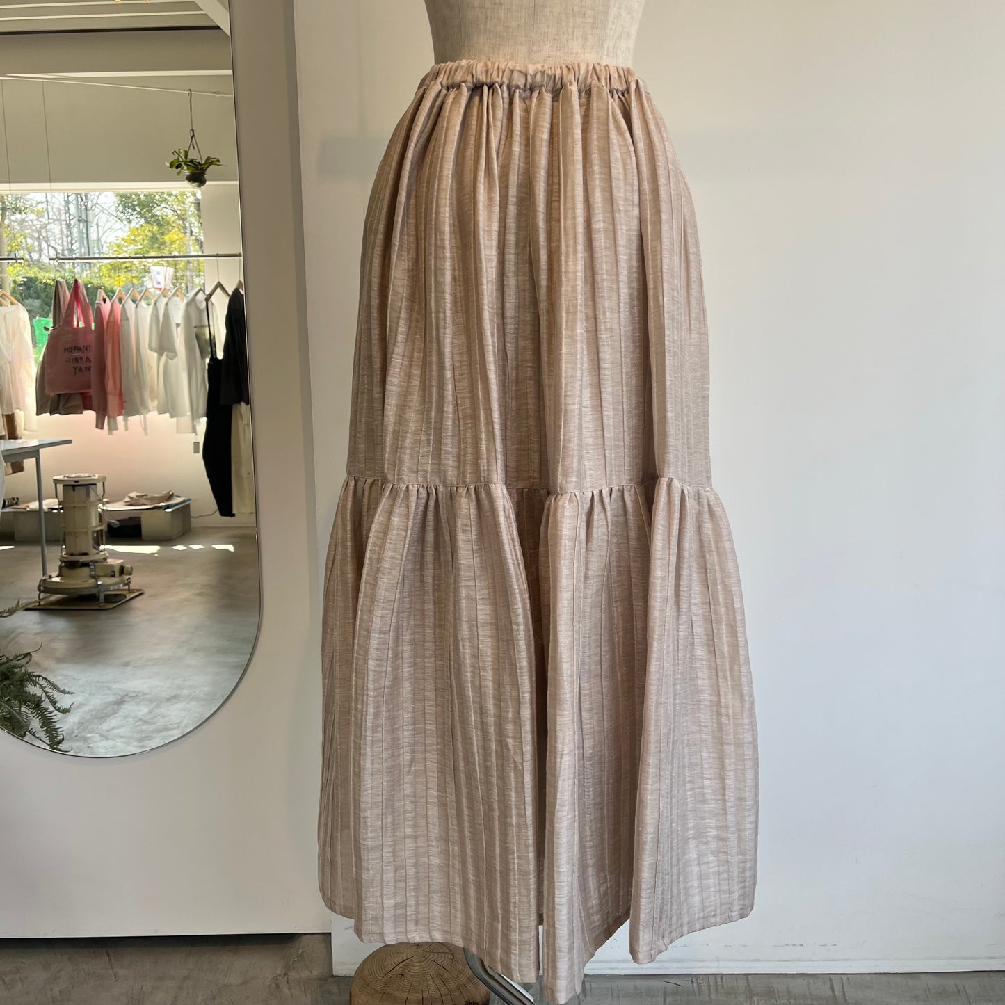SIHIRAI//ACAR LINEN NYLON JAQUARD GATHER SK CHSS25-5113