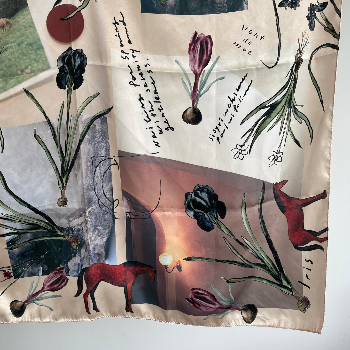 Sweet Little Nothing//vent de moe printed scarf〈馬と球根花〉
