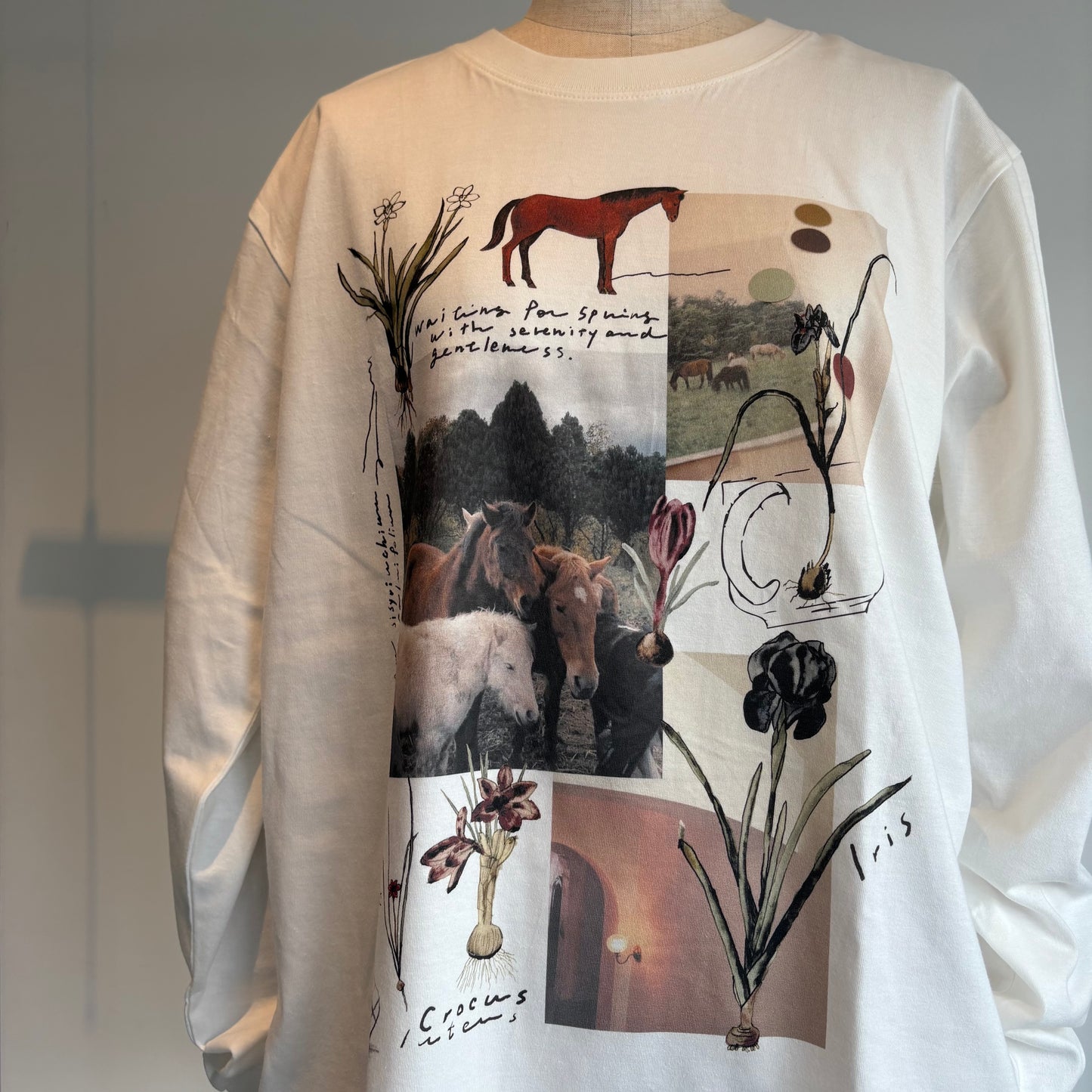 Sweet Little Nothing//馬と球根花 ロングスリーブTシャツ(Mサイズ)