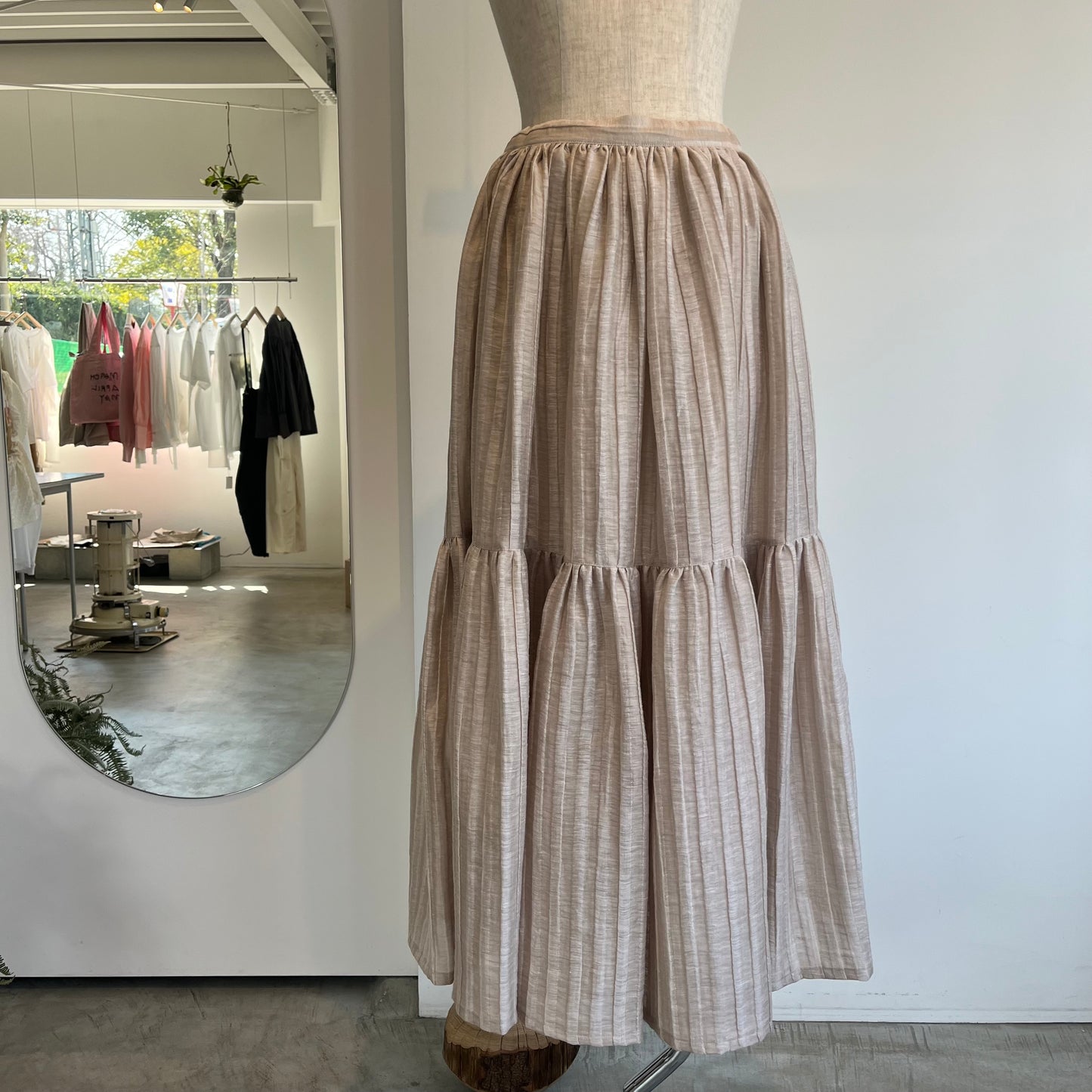 SIHIRAI//ACAR LINEN NYLON JAQUARD GATHER SK CHSS25-5113