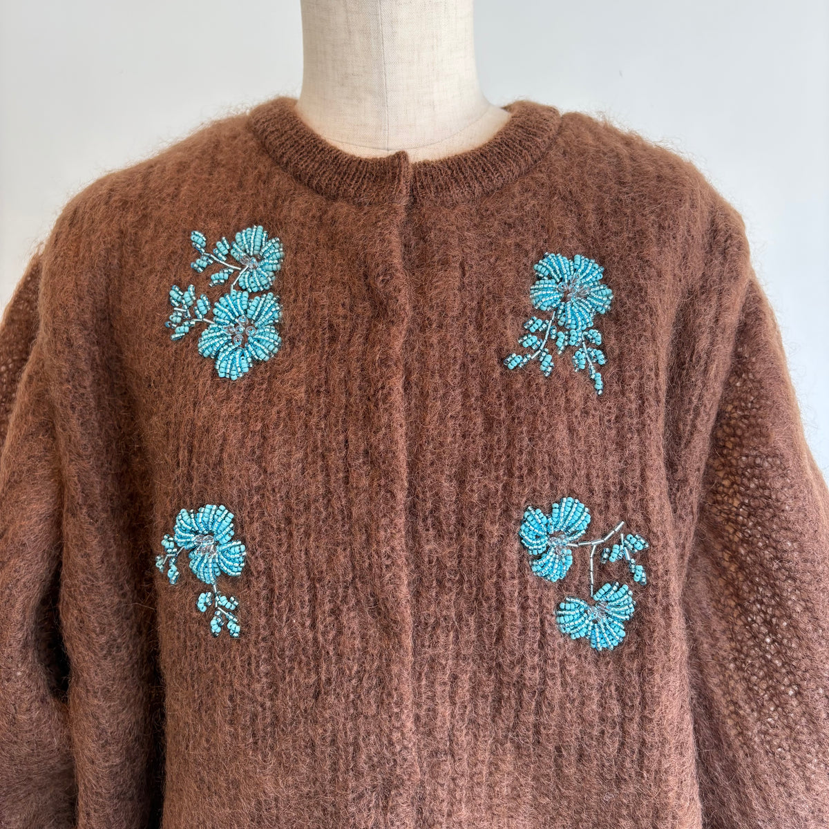 heriter//beads embroidery mohair cardigan  H0-00-1007