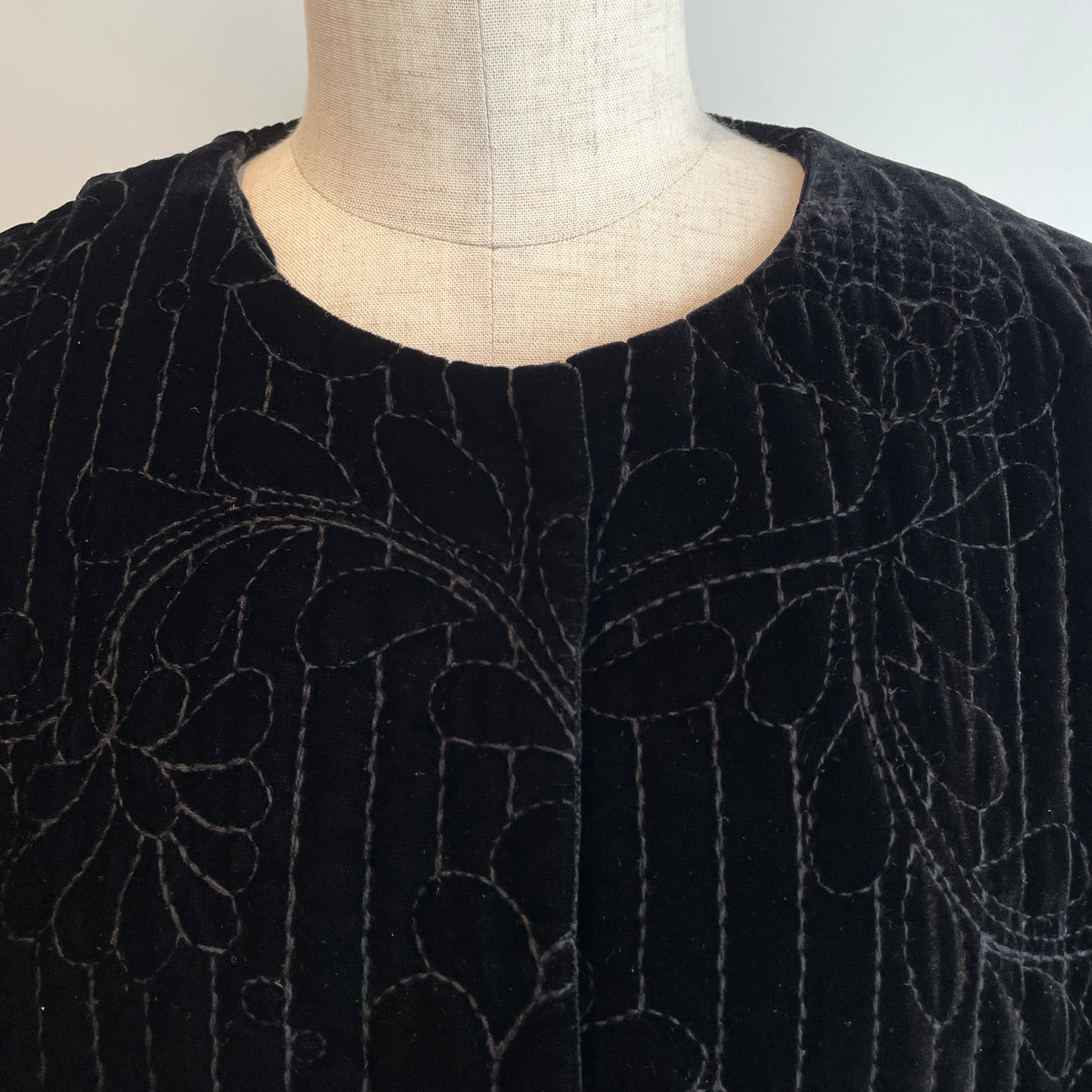 heriter//velvet quit embroidery short coat H2-26-6006