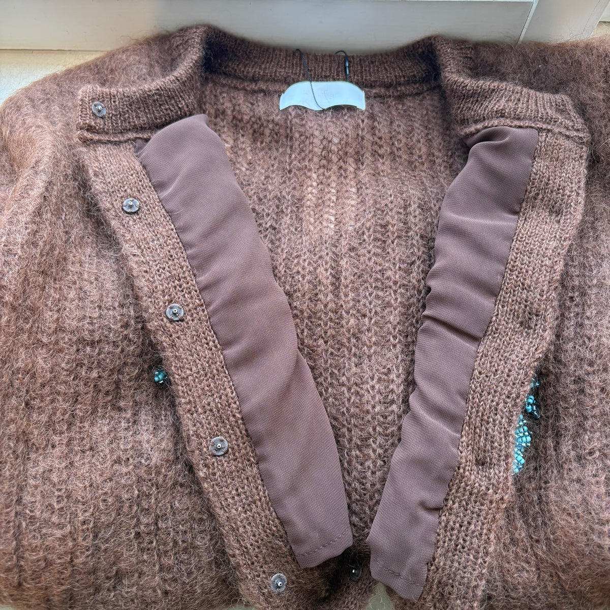heriter//beads embroidery mohair cardigan  H0-00-1007