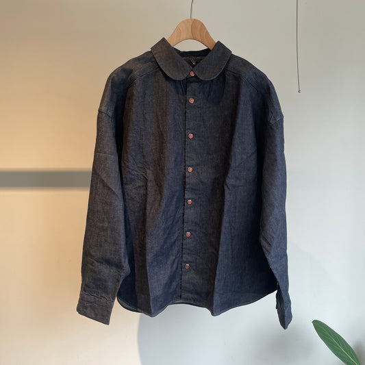 handsofcreation//5. 50zムラ糸デニム ラウンドカラーSH 02540618