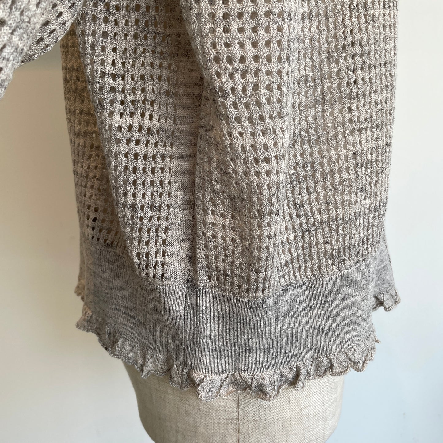 handsofcreation//Pure Linen14G1PLYメッシュ&フリル6分袖VC/D 01620710