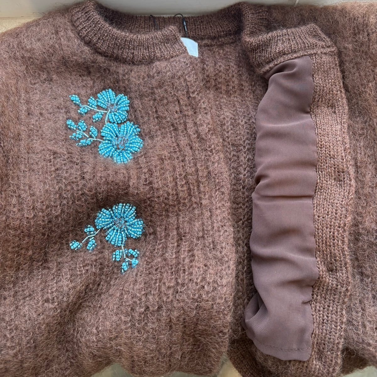 heriter//beads embroidery mohair cardigan  H0-00-1007