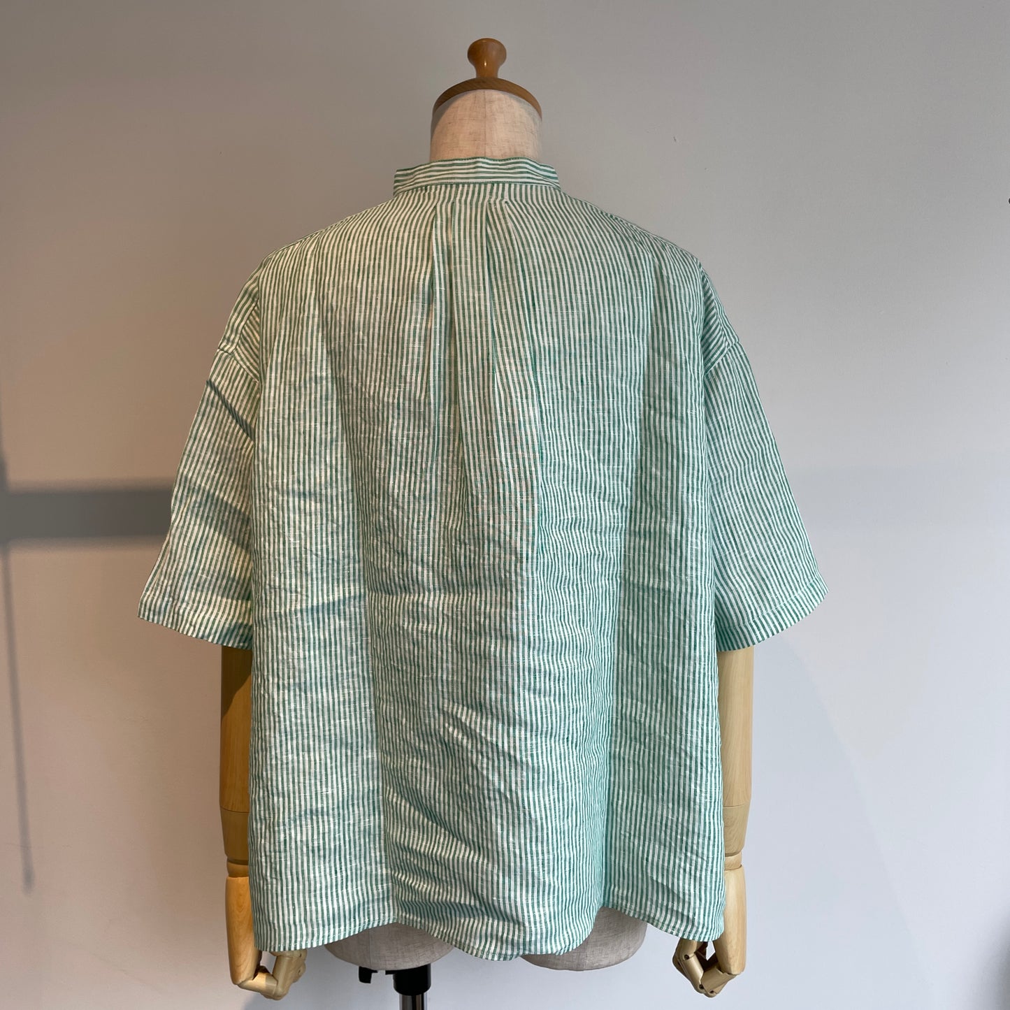 handsofcreation//先染めFrench Linenシンプルバンドカラーシャツ01620635