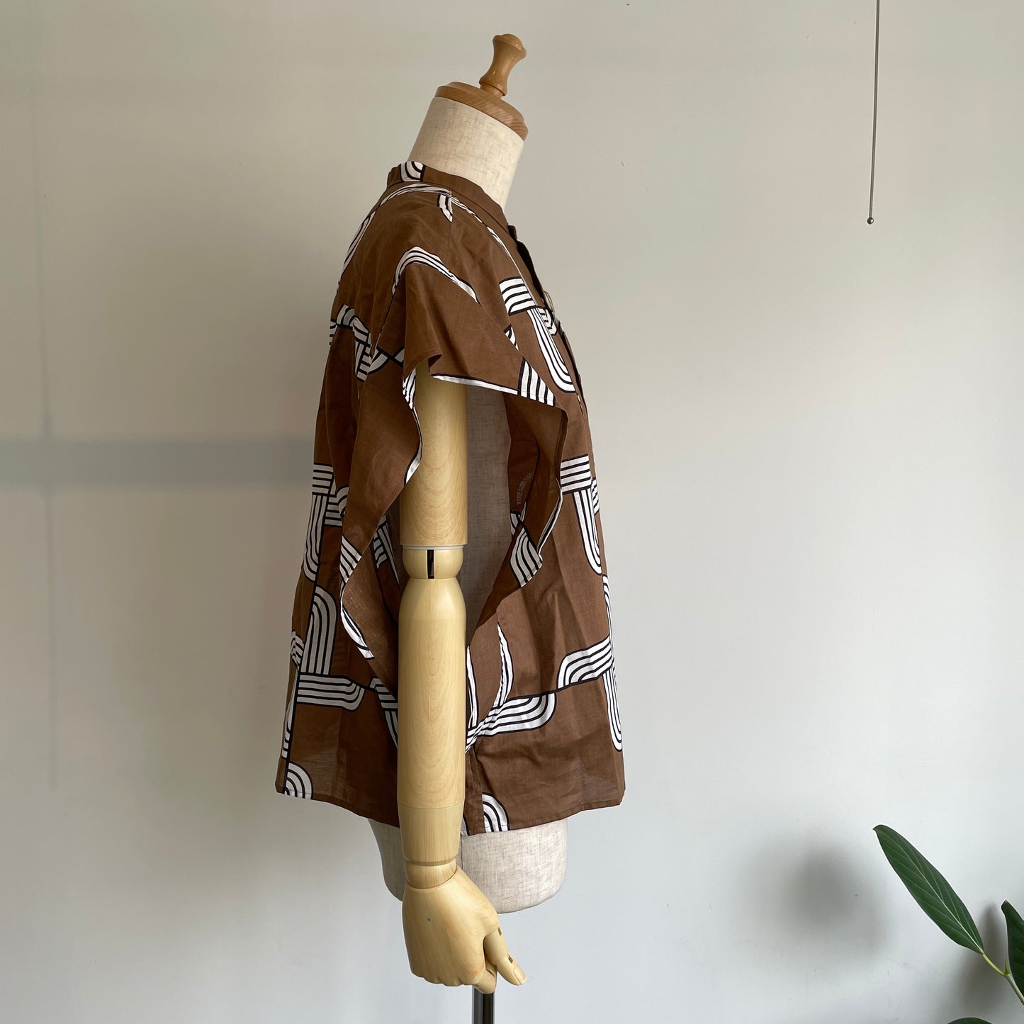 HAVERSACK //ウッドブロックプリントバンドカラーシャツ　622608