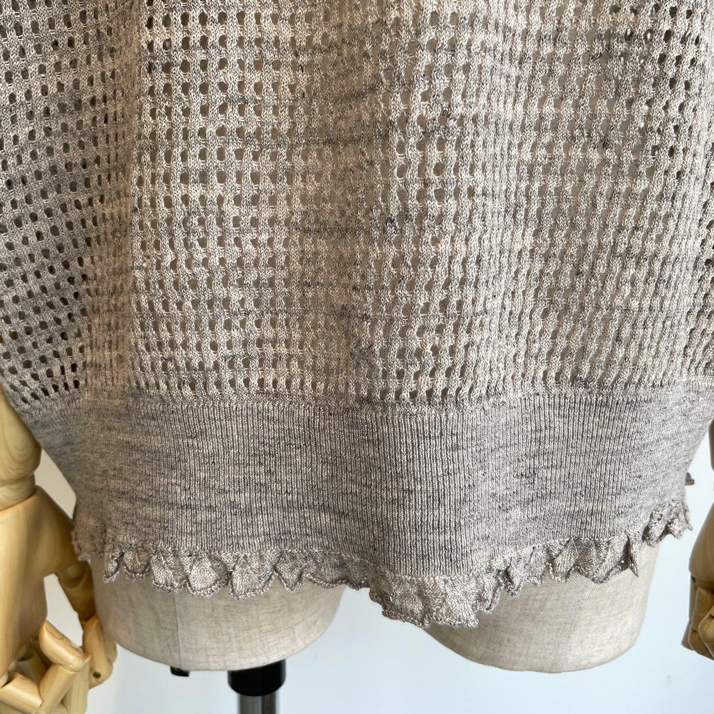 handsofcreation//Pure Linen14G1PLYメッシュ&フリル6分袖VC/D 01620710