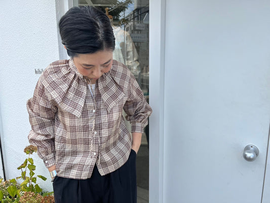 Heriter //silk check blouse H2-24-3004